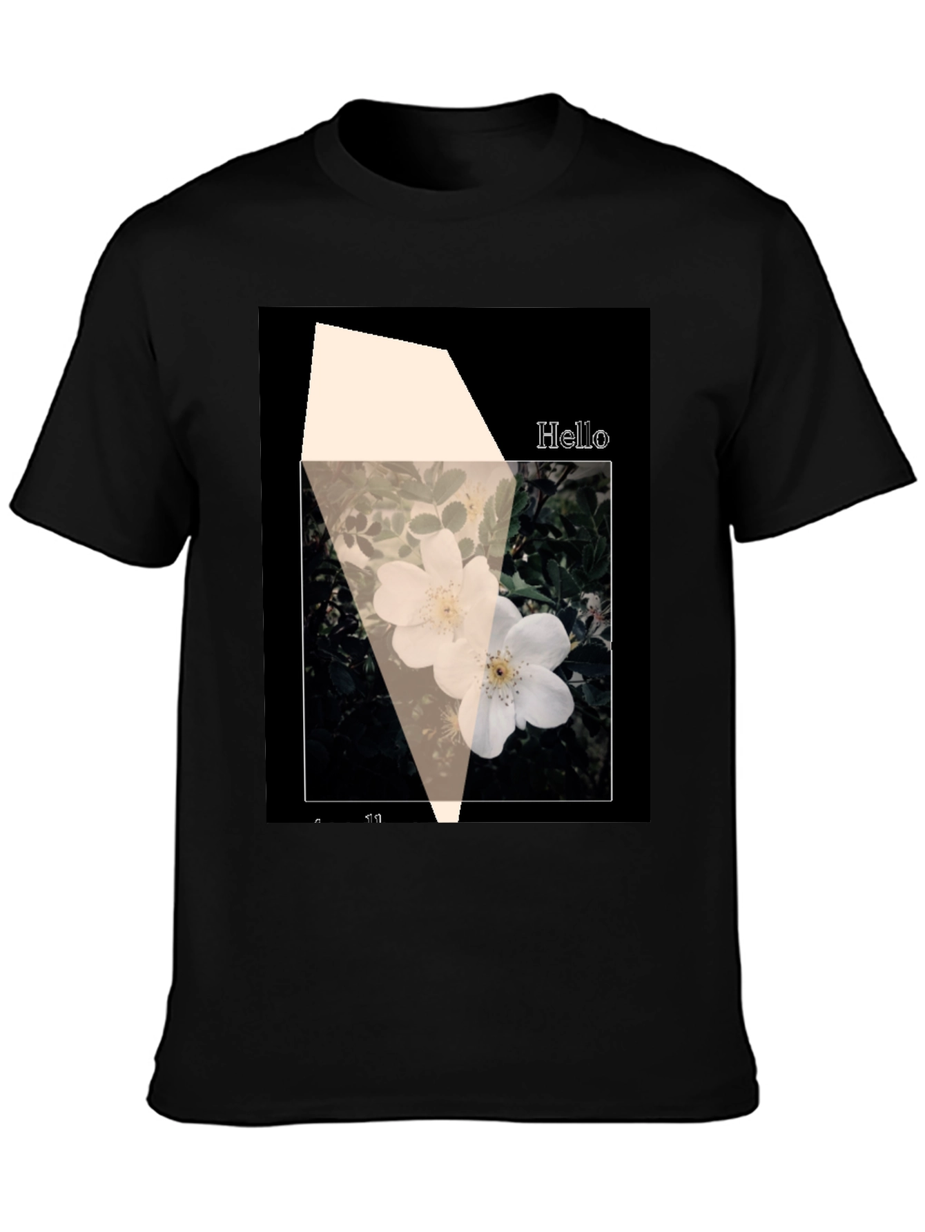 Floral Graphic Tee - Black Cotton Casual Top