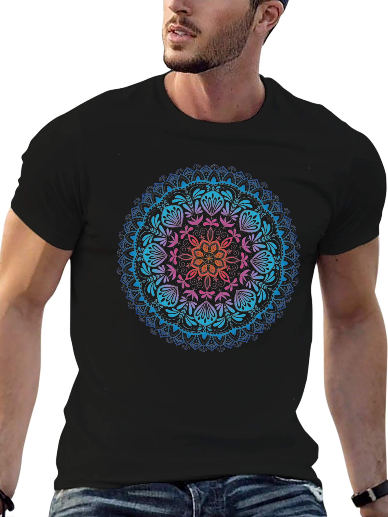 Mandala Graphic T-Shirt - Vibrant Print Stylish Casual Wear