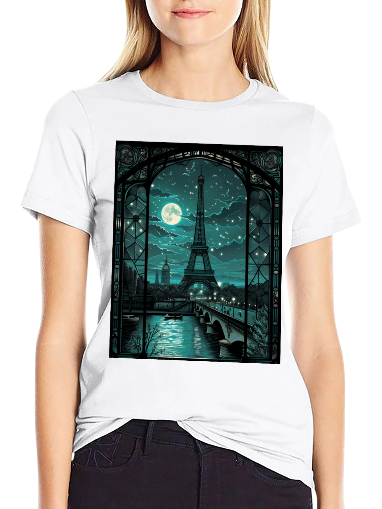 Paris Eiffel Tower at Night Graphic Tee