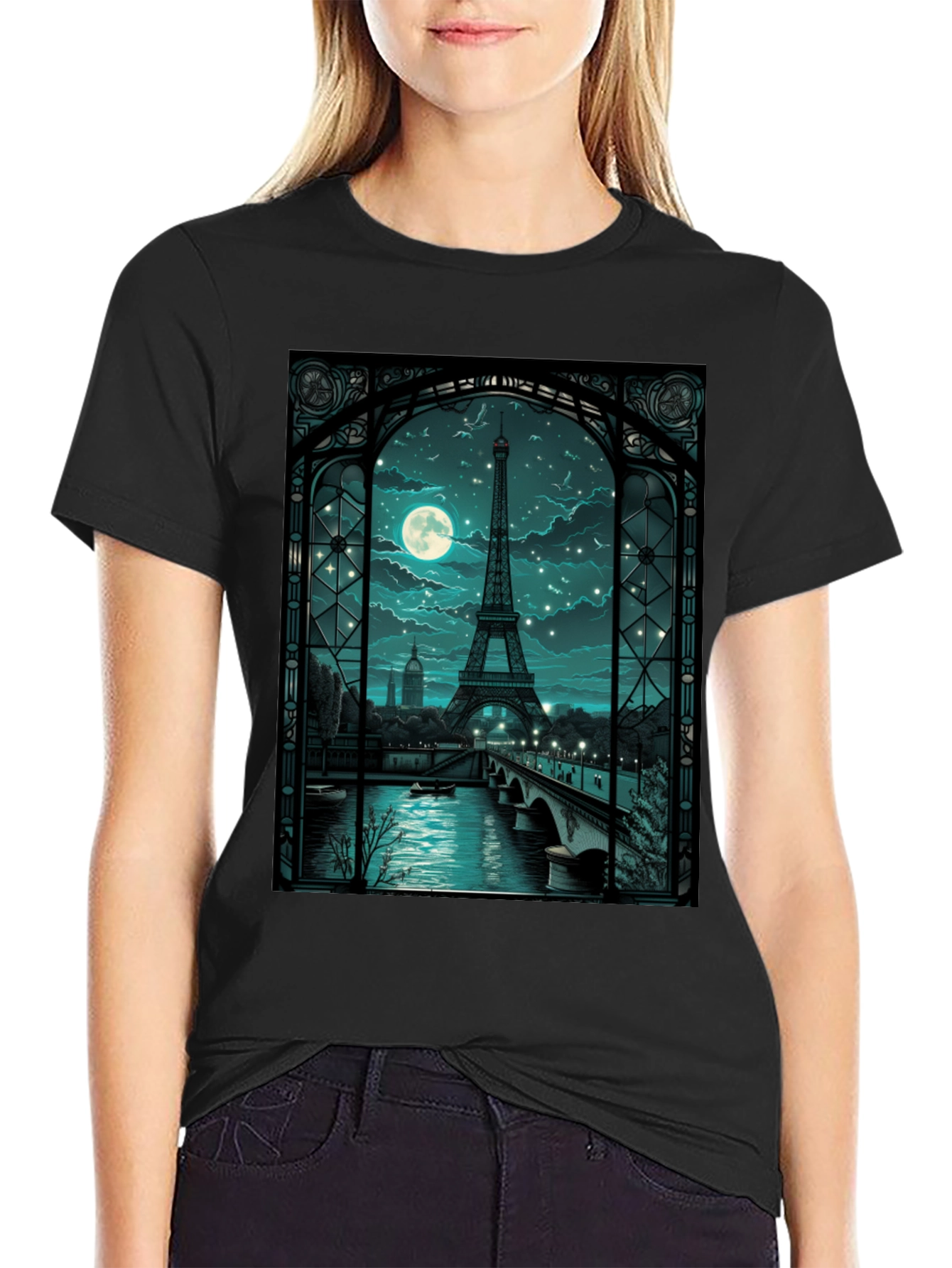 Paris Eiffel Tower at Night Graphic Tee