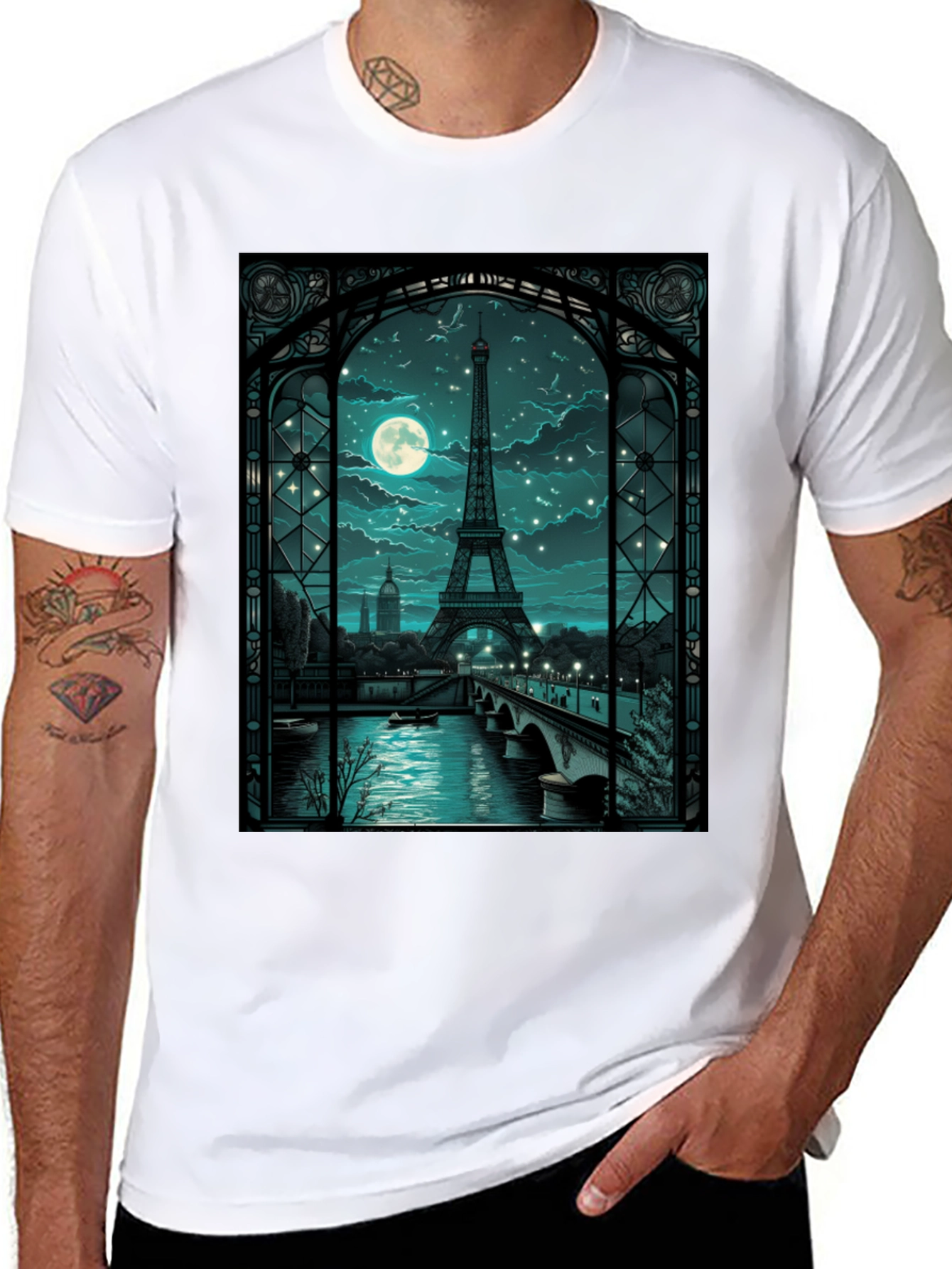 Paris Eiffel Tower at Night Graphic Tee