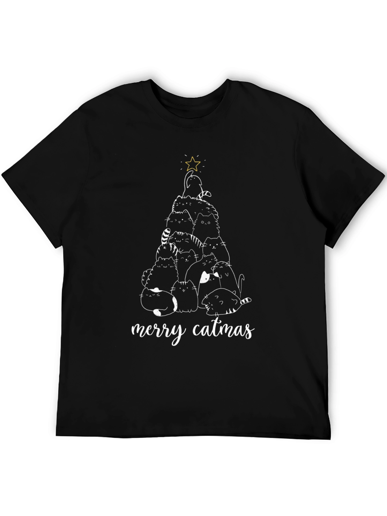Merry Catmas Black T-Shirt