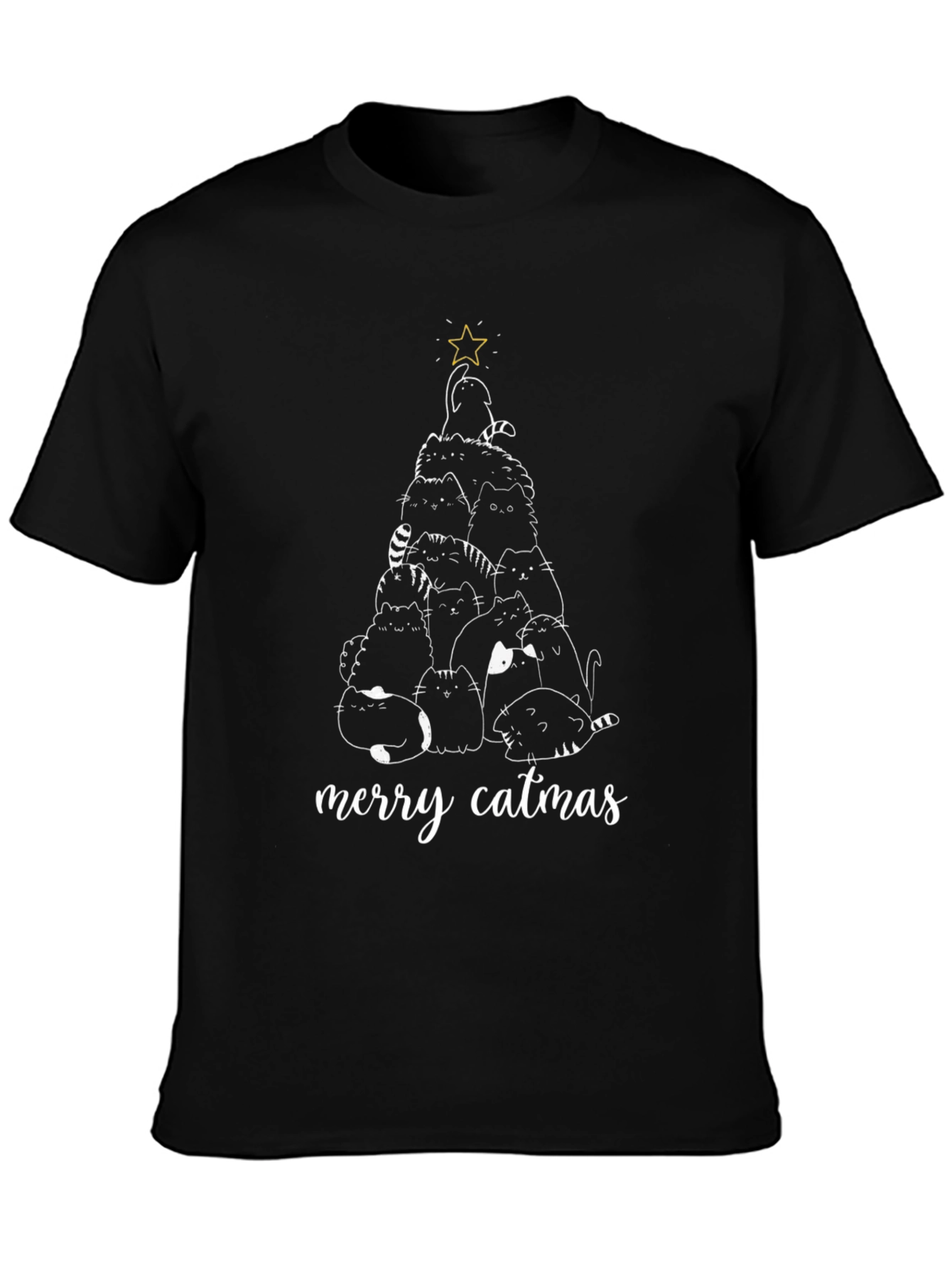 Merry Catmas Black T-Shirt