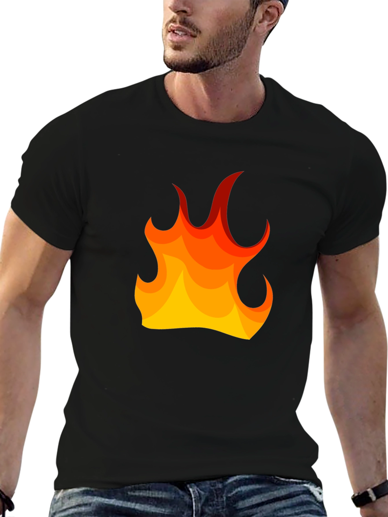 Fiery Flame Graphic Tee - Mens Black T-Shirt