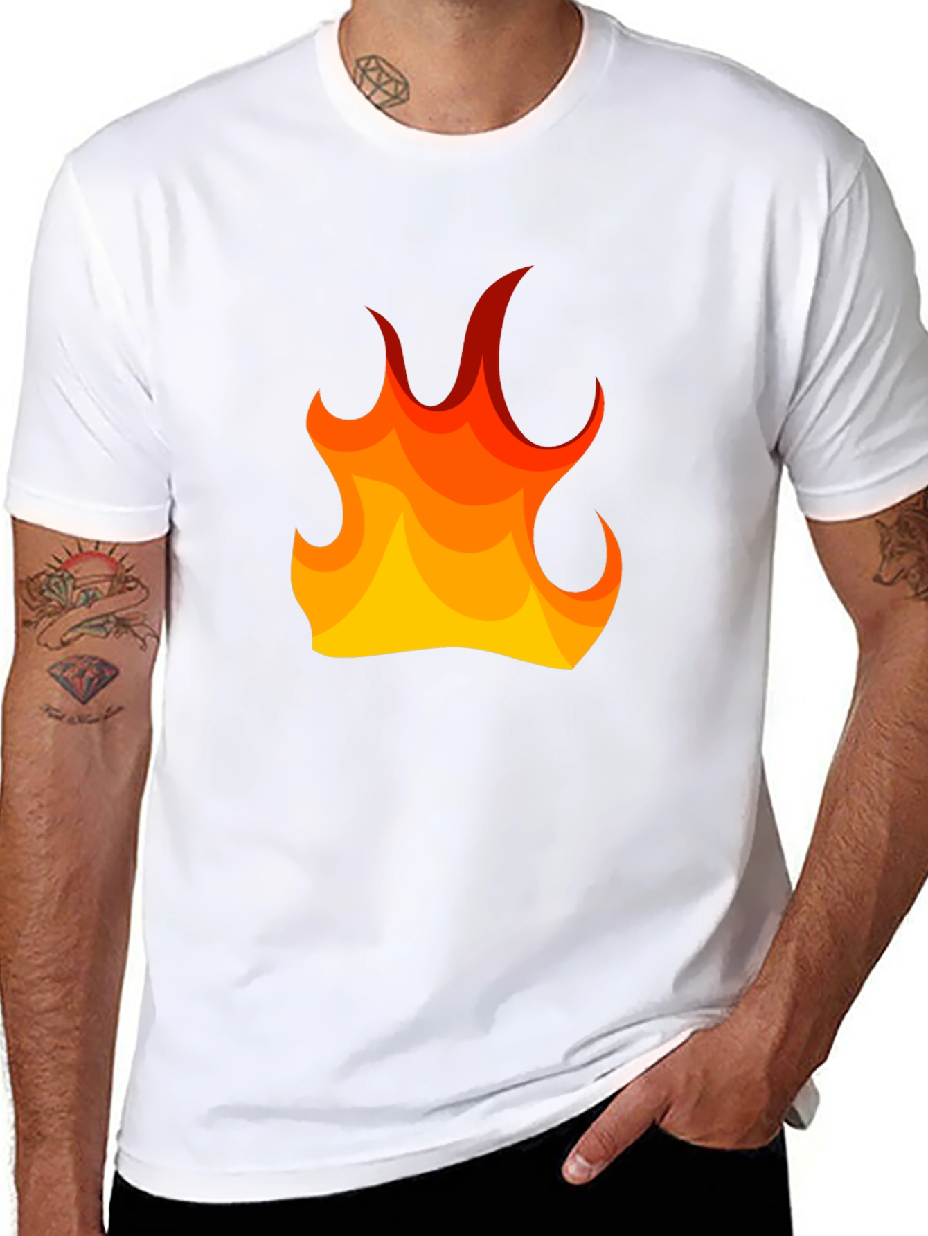 Fiery Flame Graphic Tee - Mens Black T-Shirt