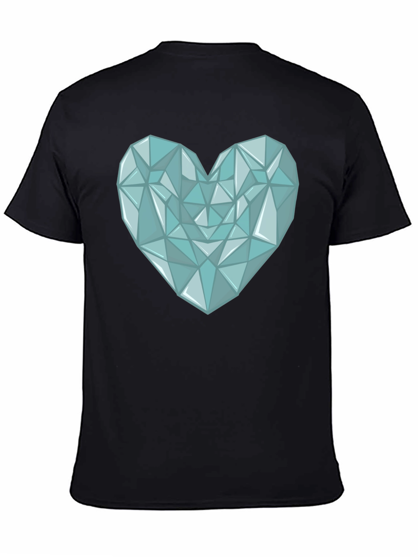 Geometric Heart Print Mens Black T-Shirt