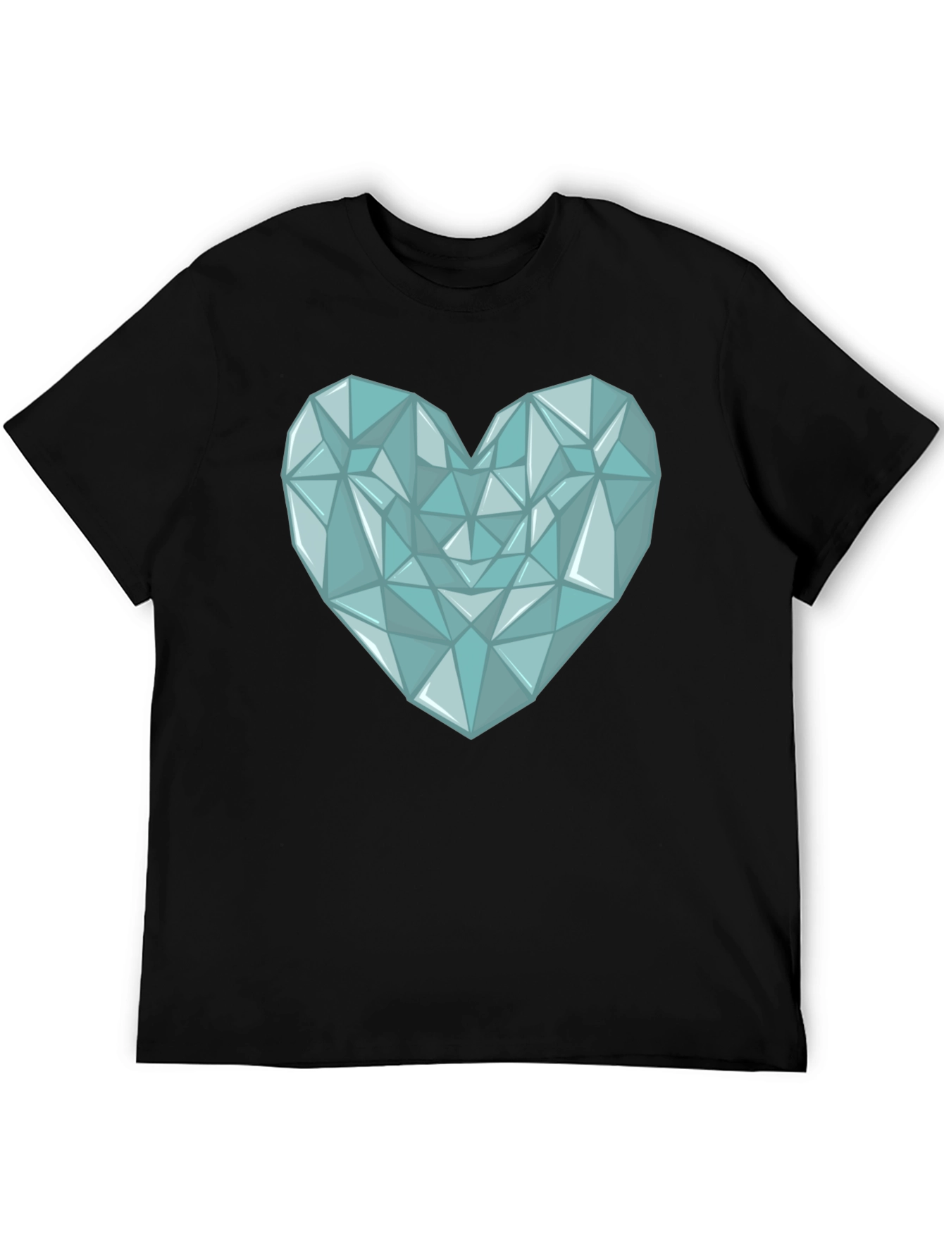 Geometric Heart Print Mens Black T-Shirt