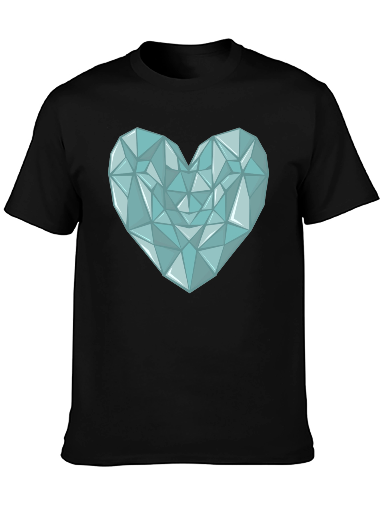 Geometric Heart Print Mens Black T-Shirt