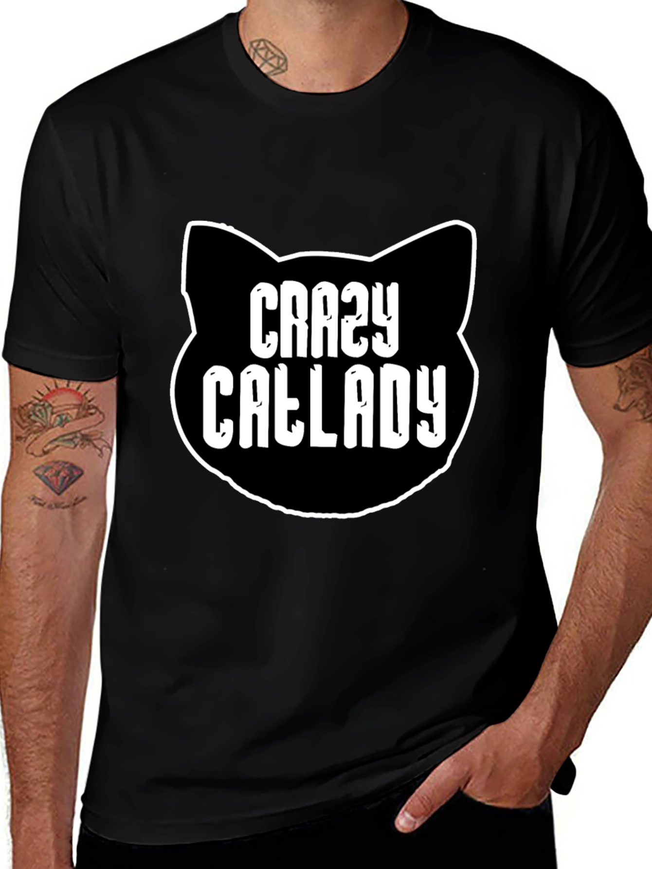 Crazy Cat Lady T-Shirt - Black Cotton Tee