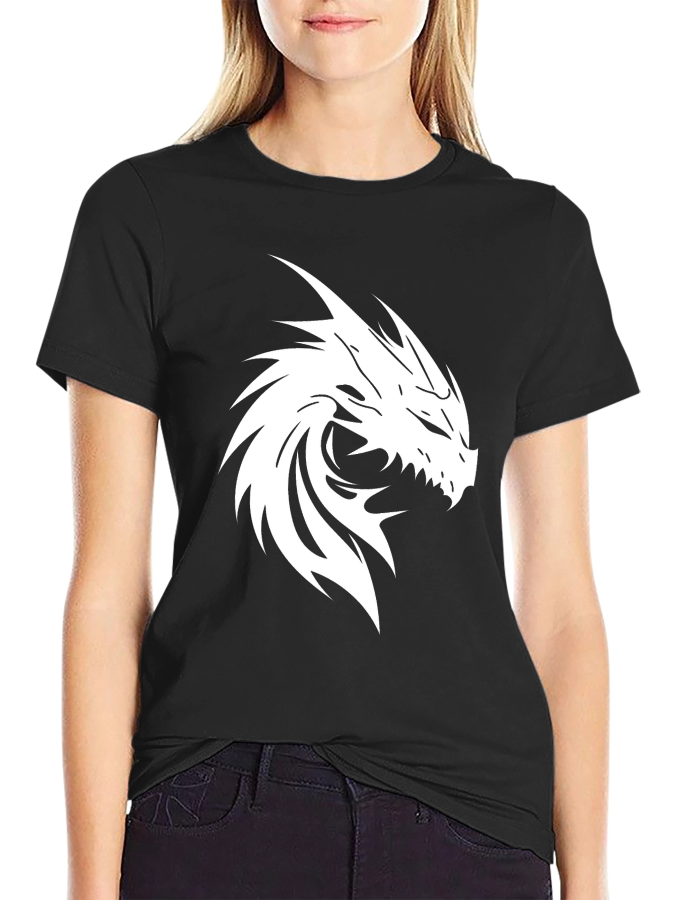 Dragon Graphic Tee - Black Cotton T-Shirt