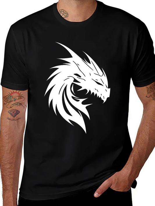Dragon Graphic Tee - Black Cotton T-Shirt