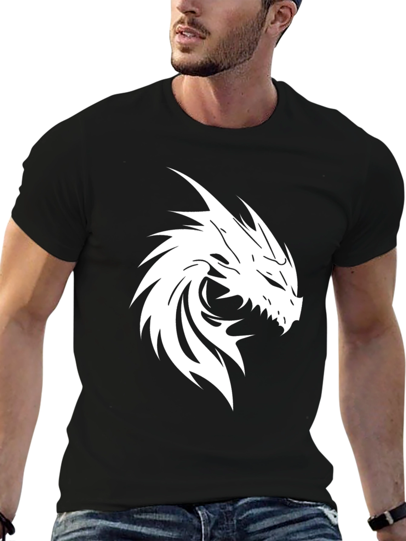 Dragon Graphic Tee - Black Cotton T-Shirt