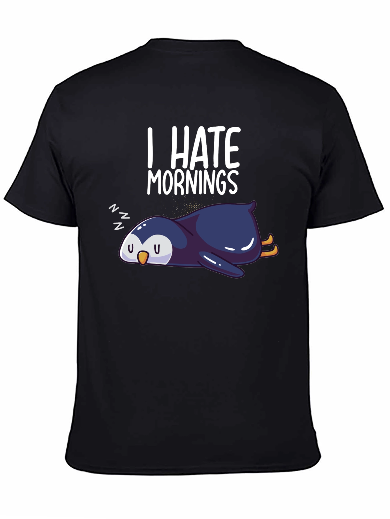 I Hate Mornings Penguin Graphic Tee - Black