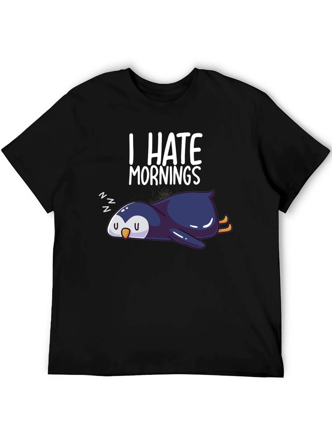 I Hate Mornings Penguin Graphic Tee - Black