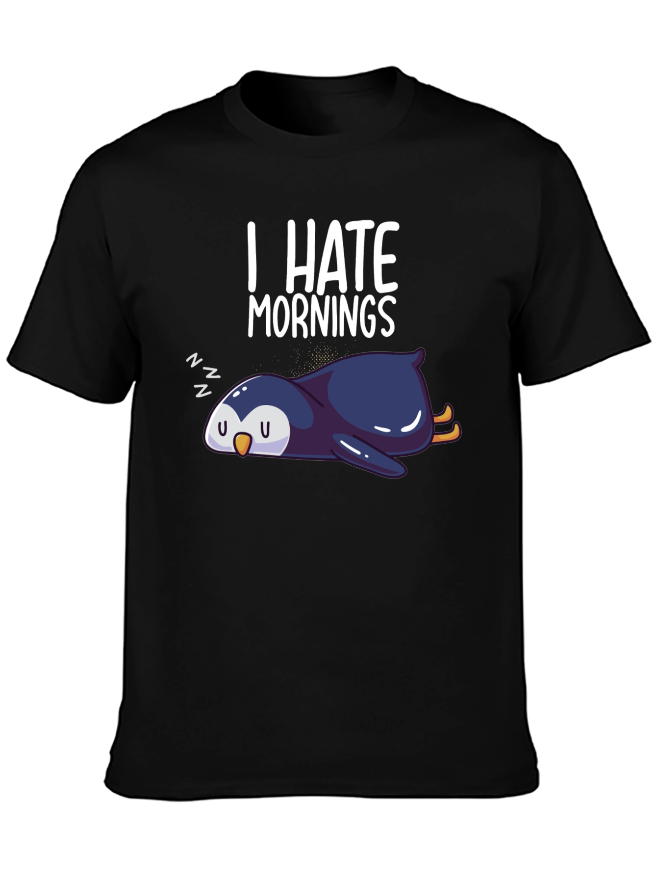 I Hate Mornings Penguin Graphic Tee - Black