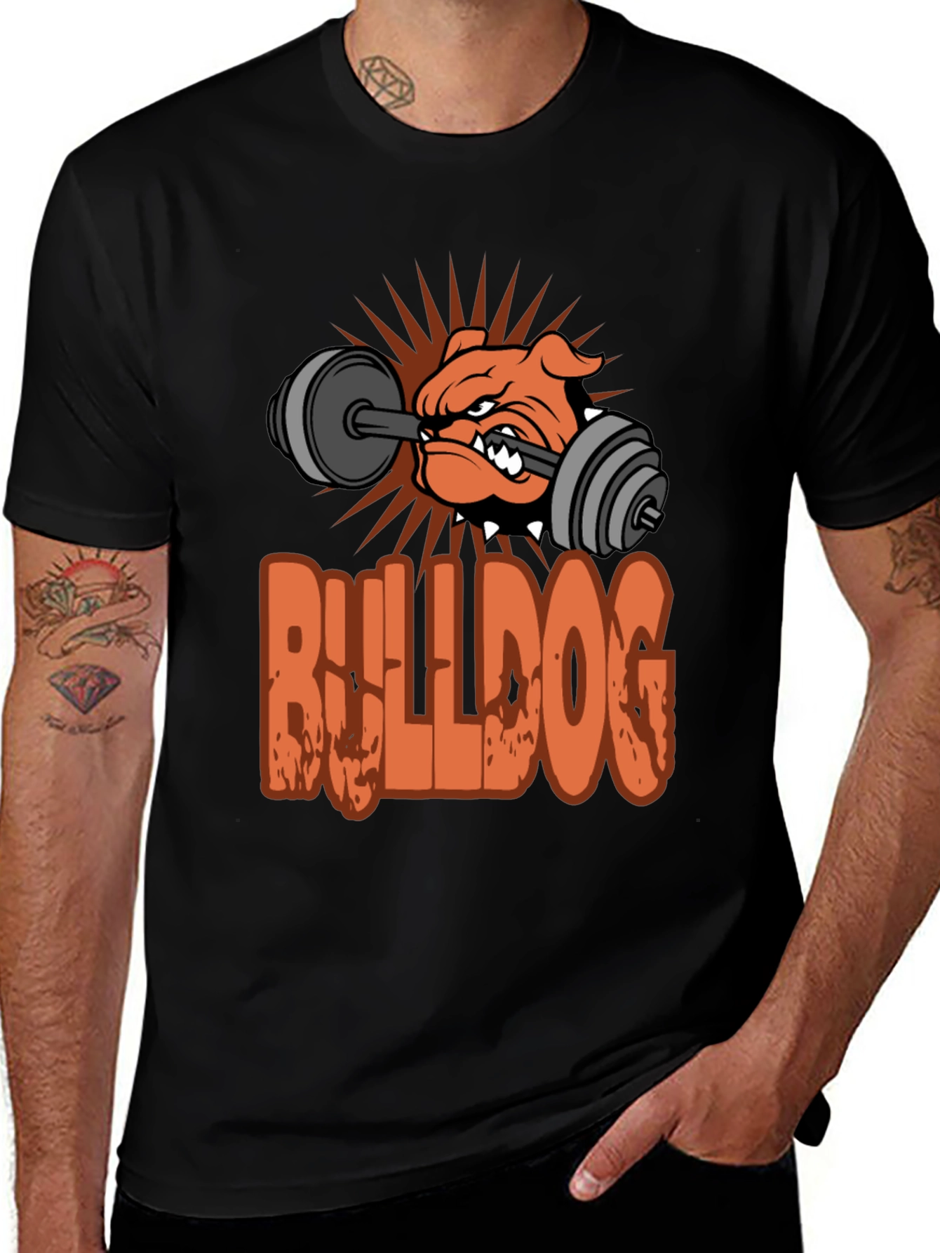 Bulldog Gym T-Shirt - Weightlifting Design
