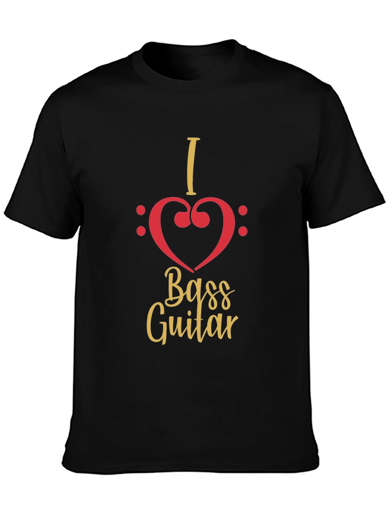 I Heart Bass Guitar Black T-Shirt
