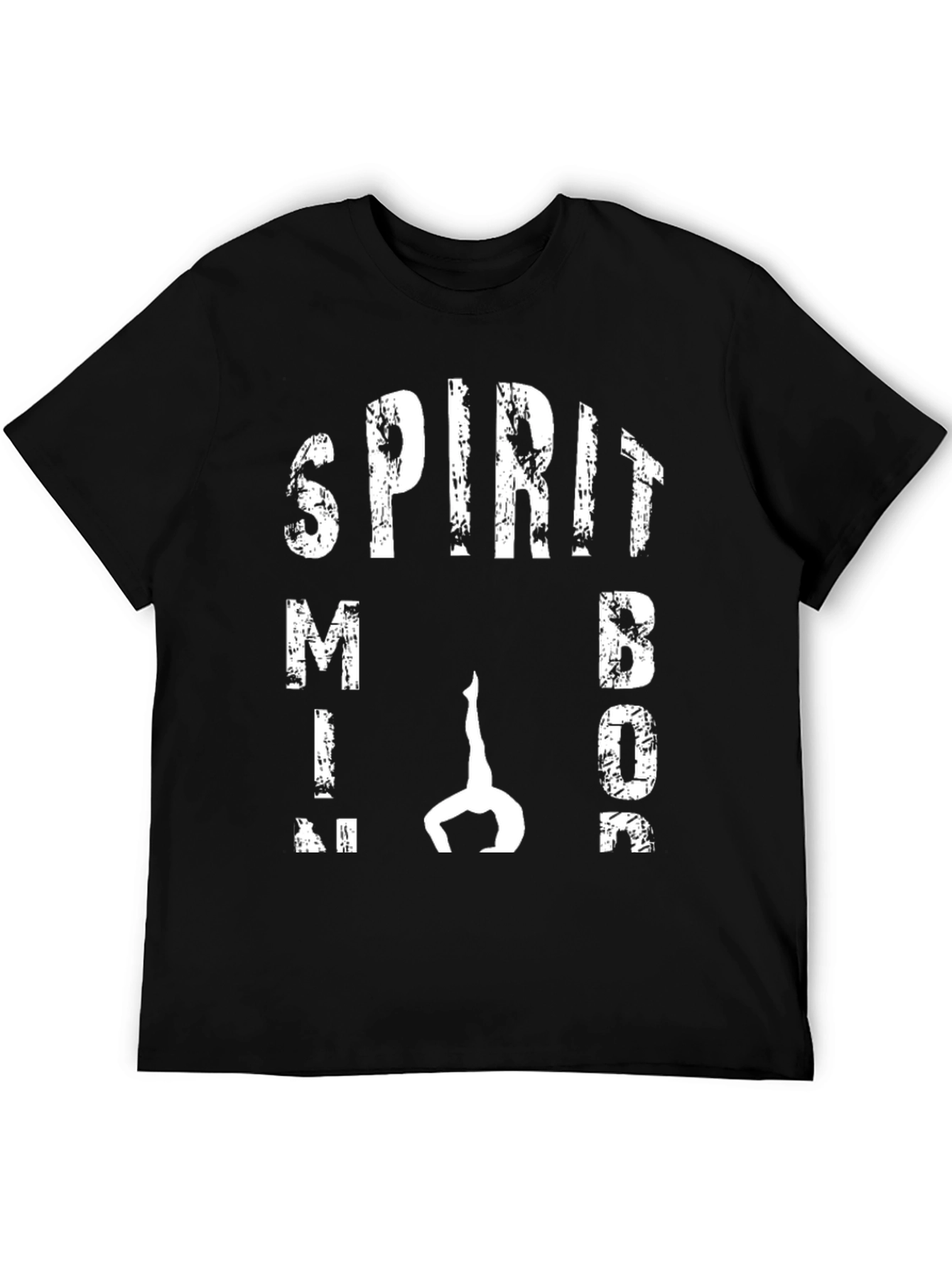 Spirit Mind Body T-Shirt Yoga Fitness Black Tee