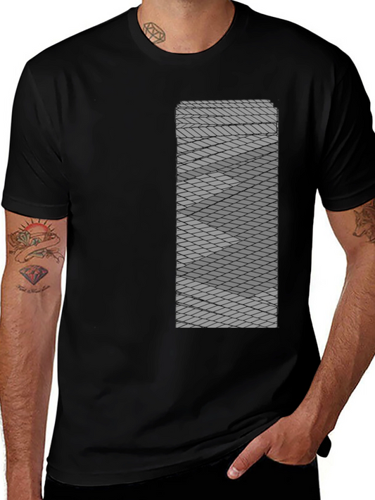Geometric Patterned Mens Black Tee
