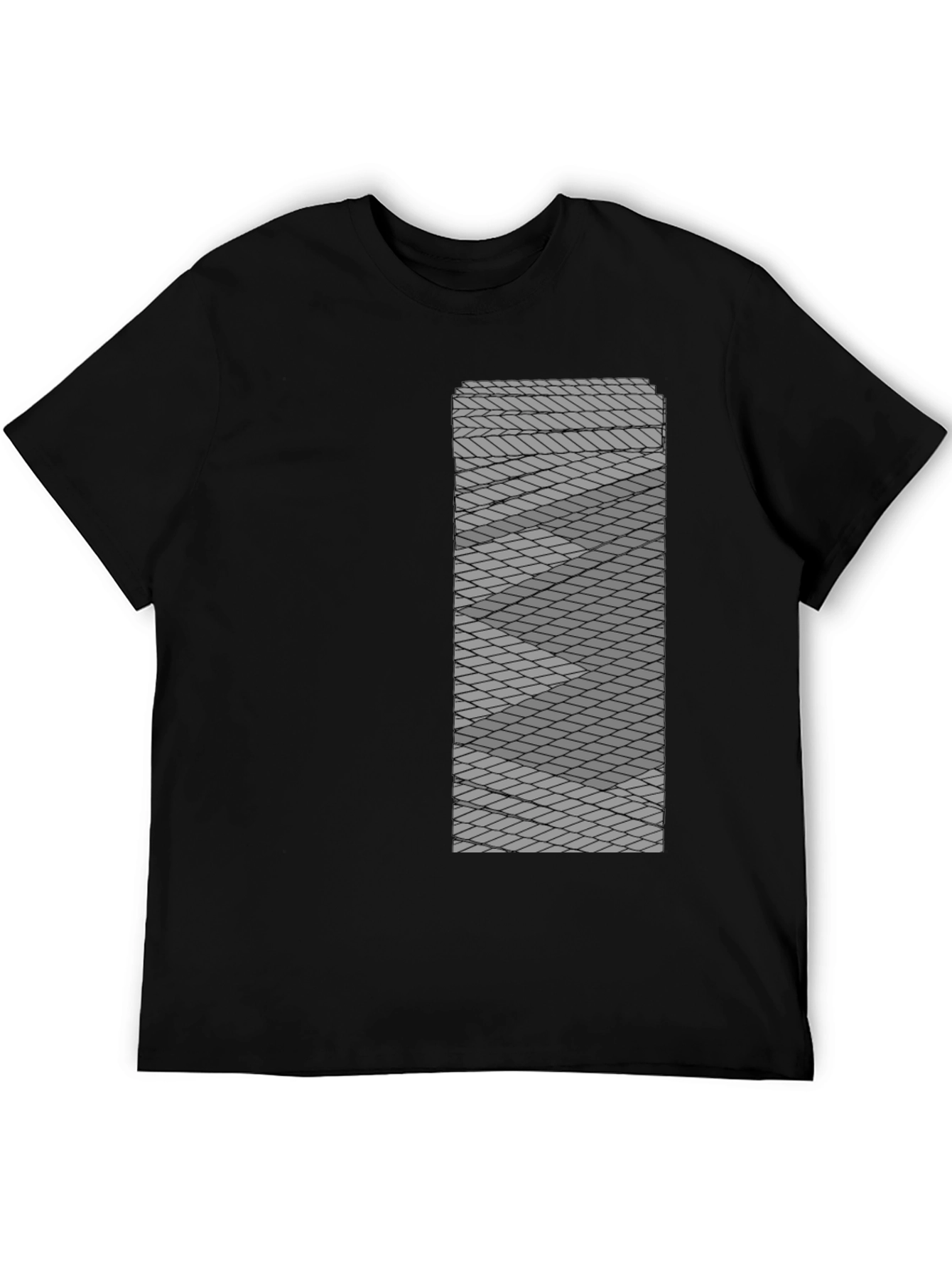 Geometric Patterned Mens Black Tee