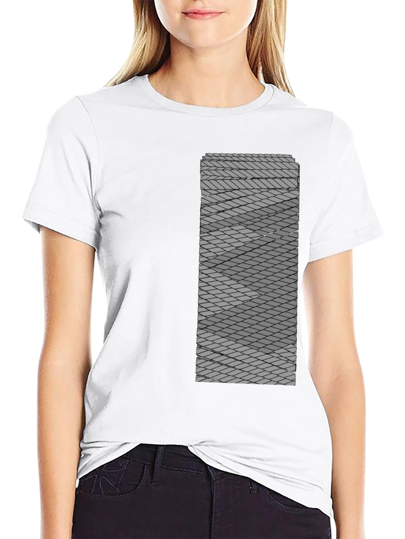 Geometric Patterned Mens Black Tee