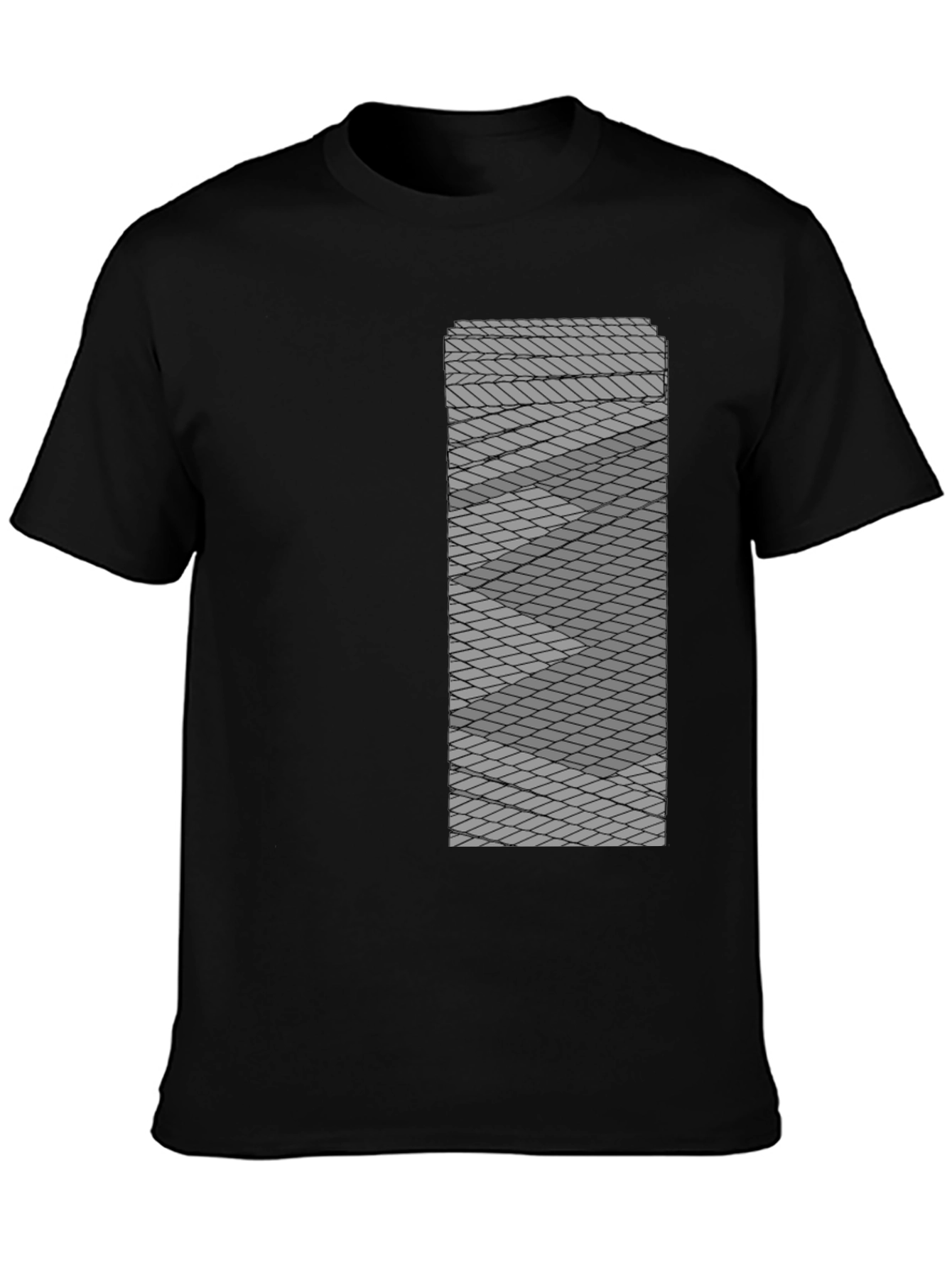 Geometric Patterned Mens Black Tee