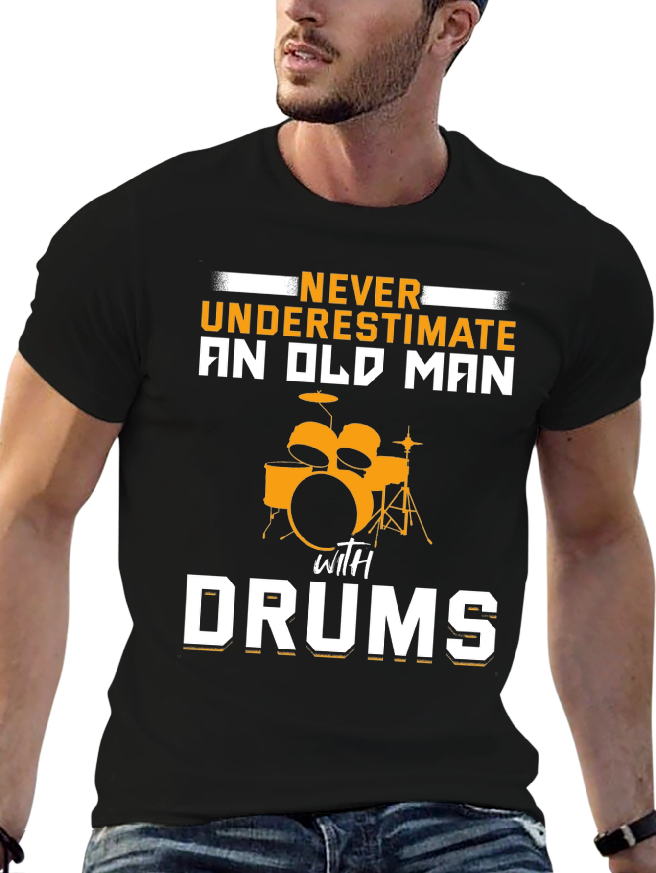 Never Underestimate Old Man with Drums T-Shirt