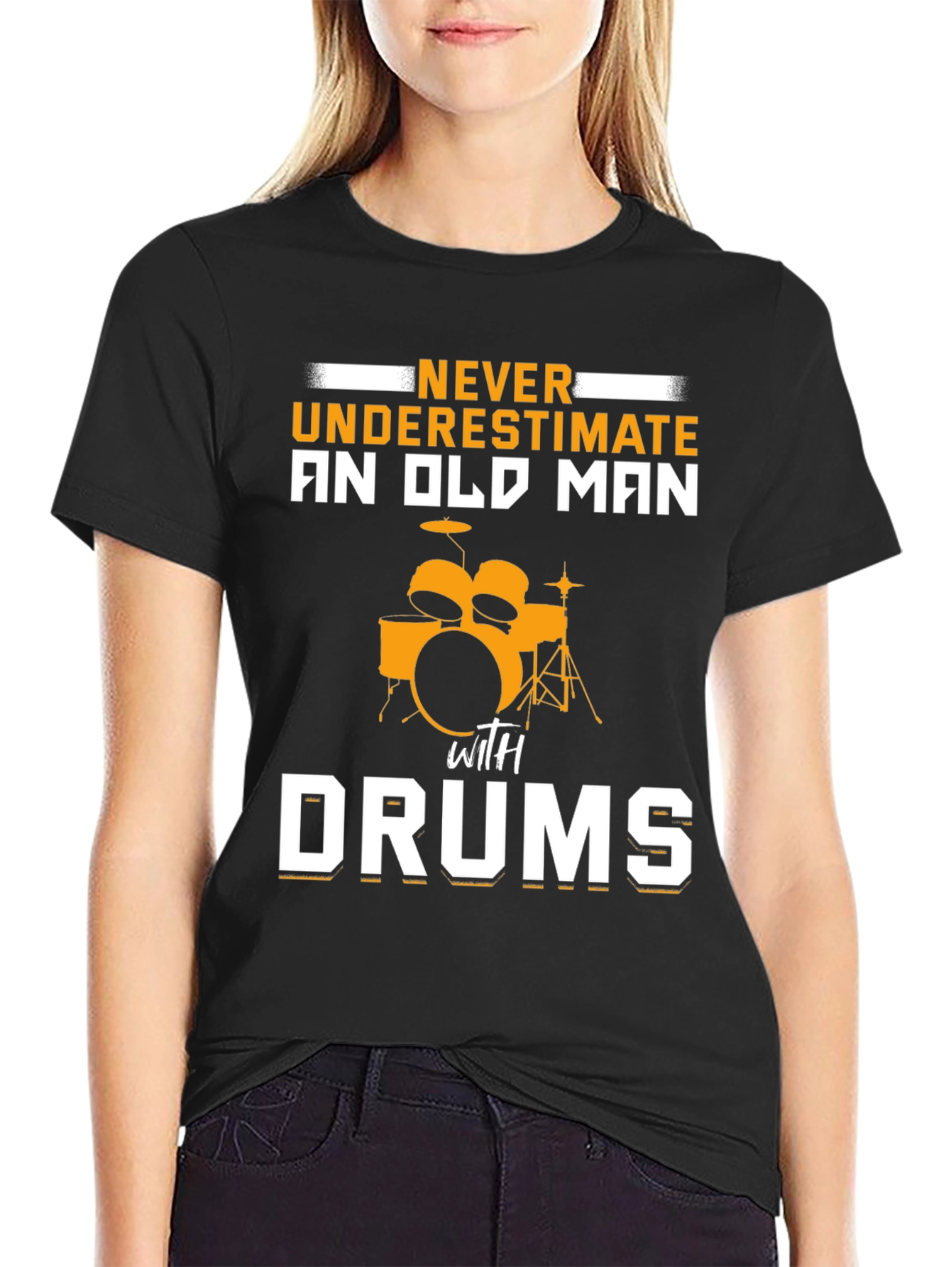 Never Underestimate Old Man with Drums T-Shirt
