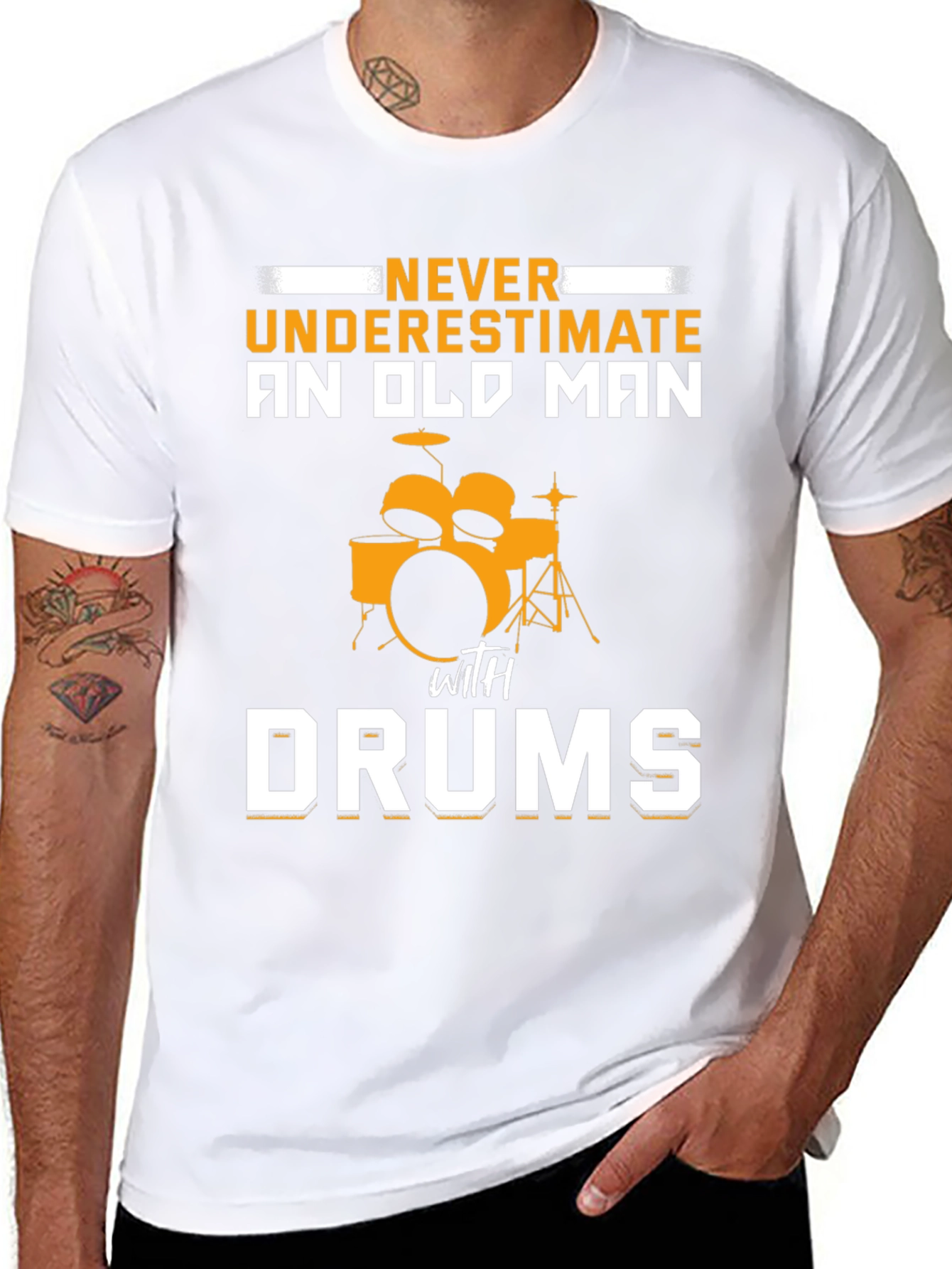 Never Underestimate Old Man with Drums T-Shirt