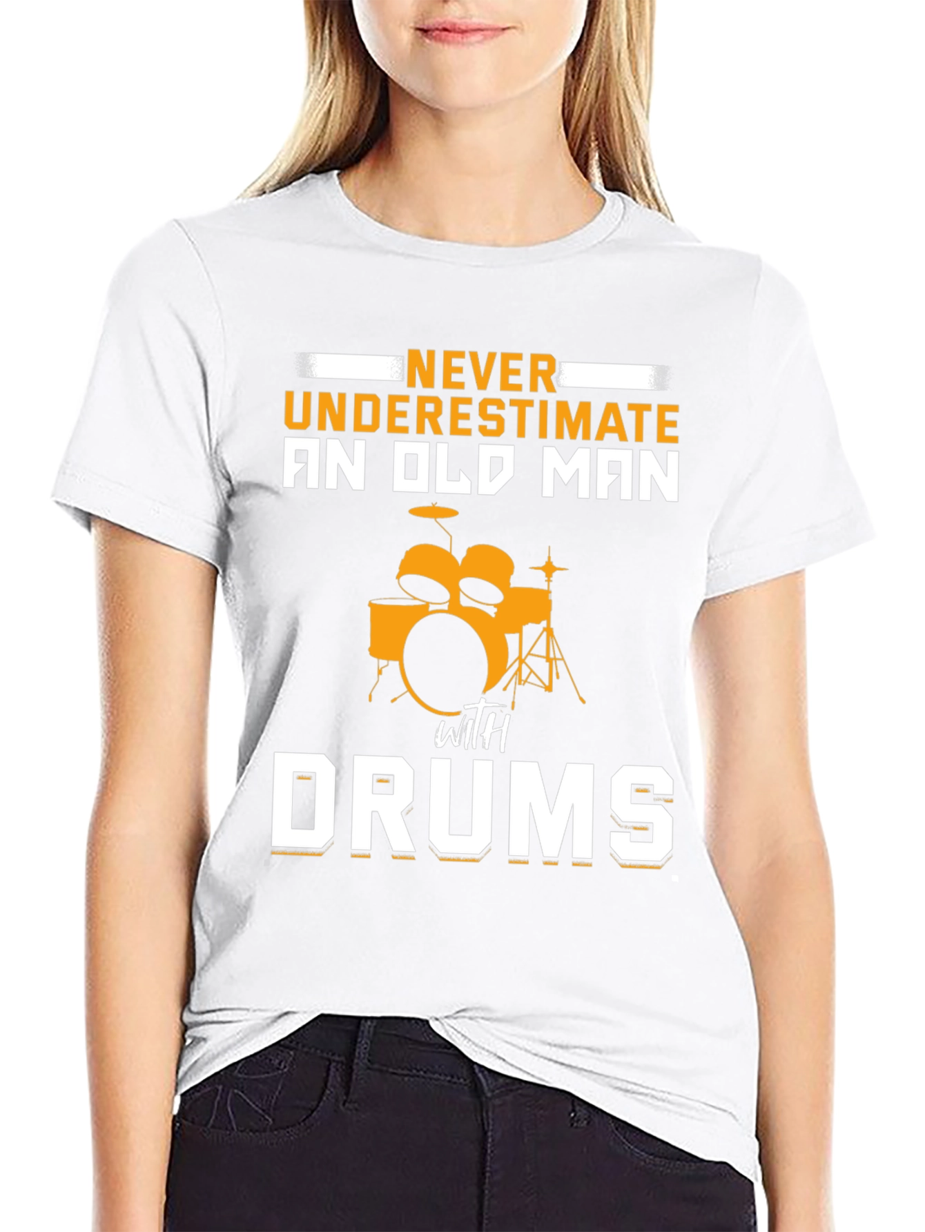 Never Underestimate Old Man with Drums T-Shirt