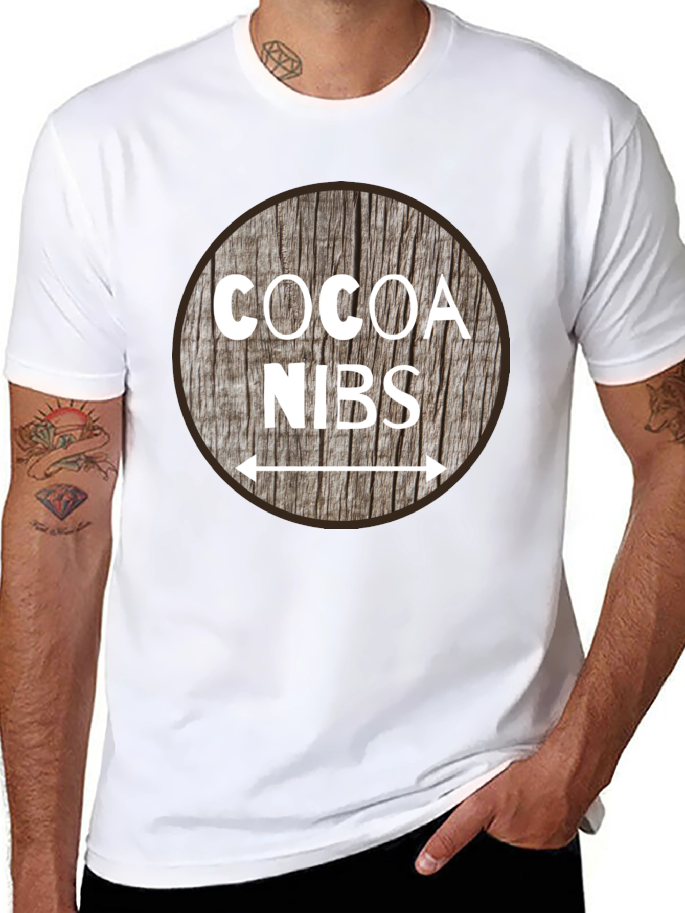 Cocoa Nibs Graphic T-Shirt - Wooden Style Print