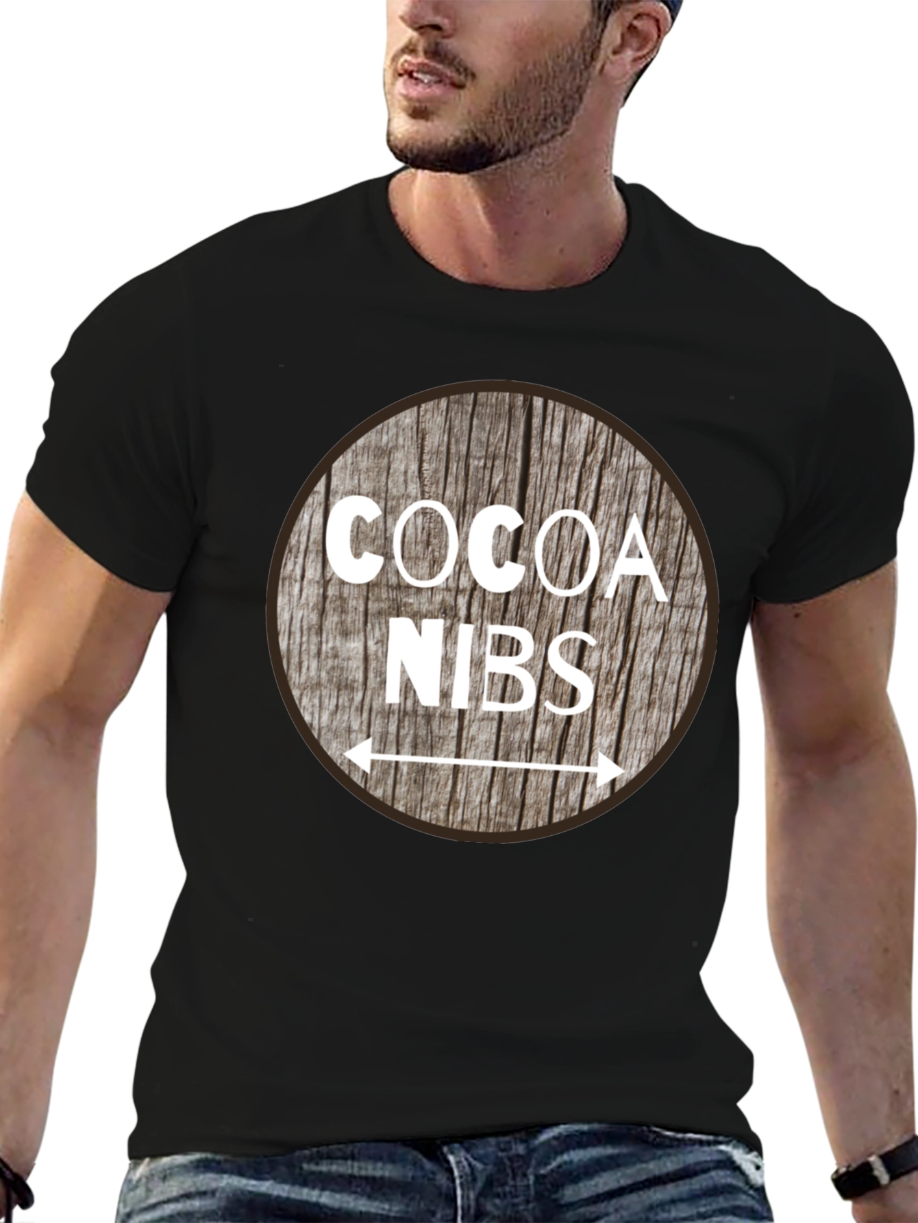 Cocoa Nibs Graphic T-Shirt - Wooden Style Print