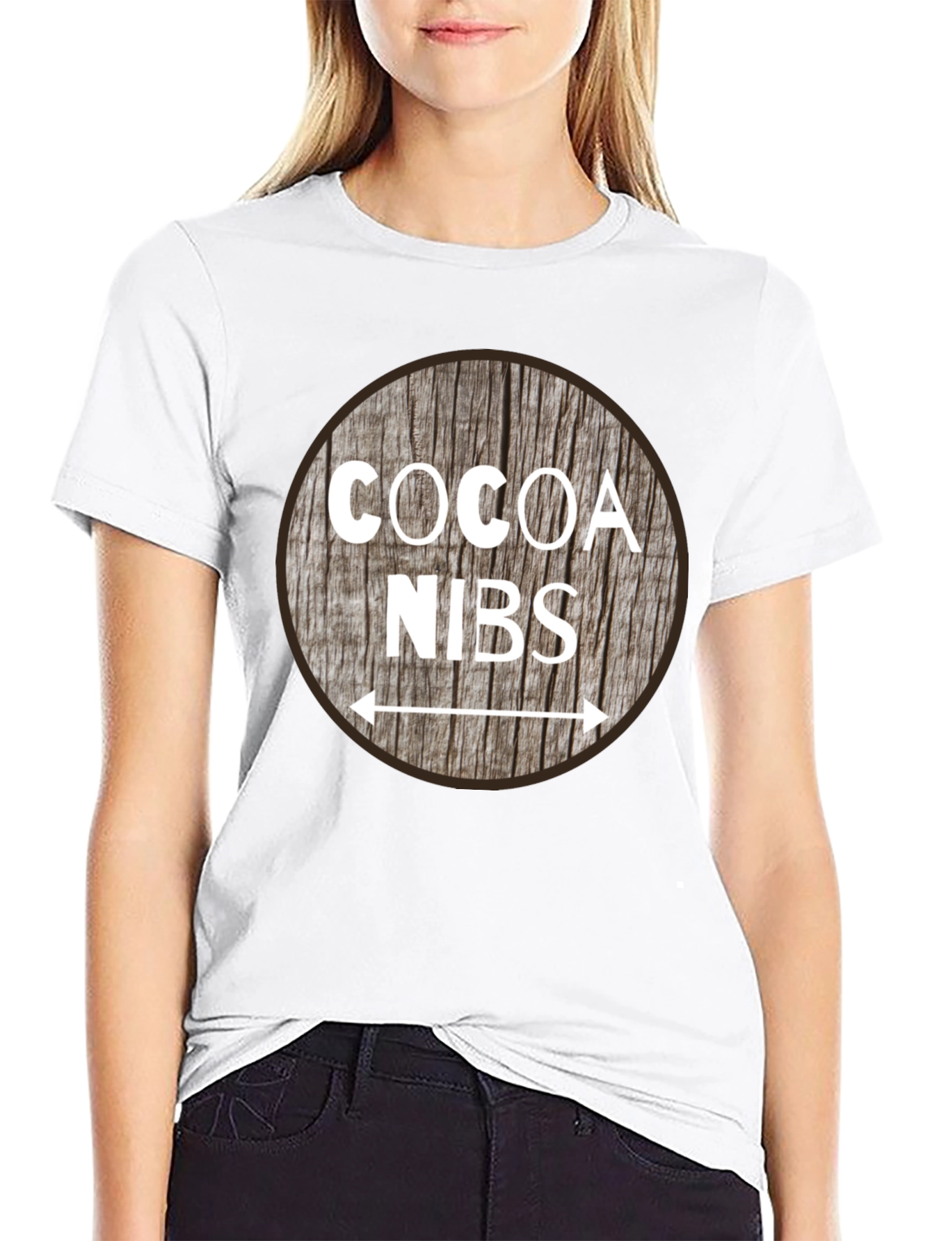 Cocoa Nibs Graphic T-Shirt - Wooden Style Print