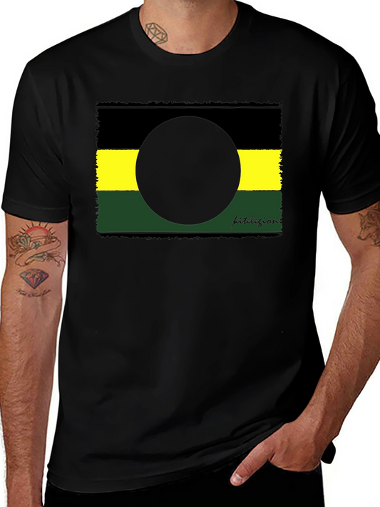 Abstract Graphic Tee - Black Yellow Green Design