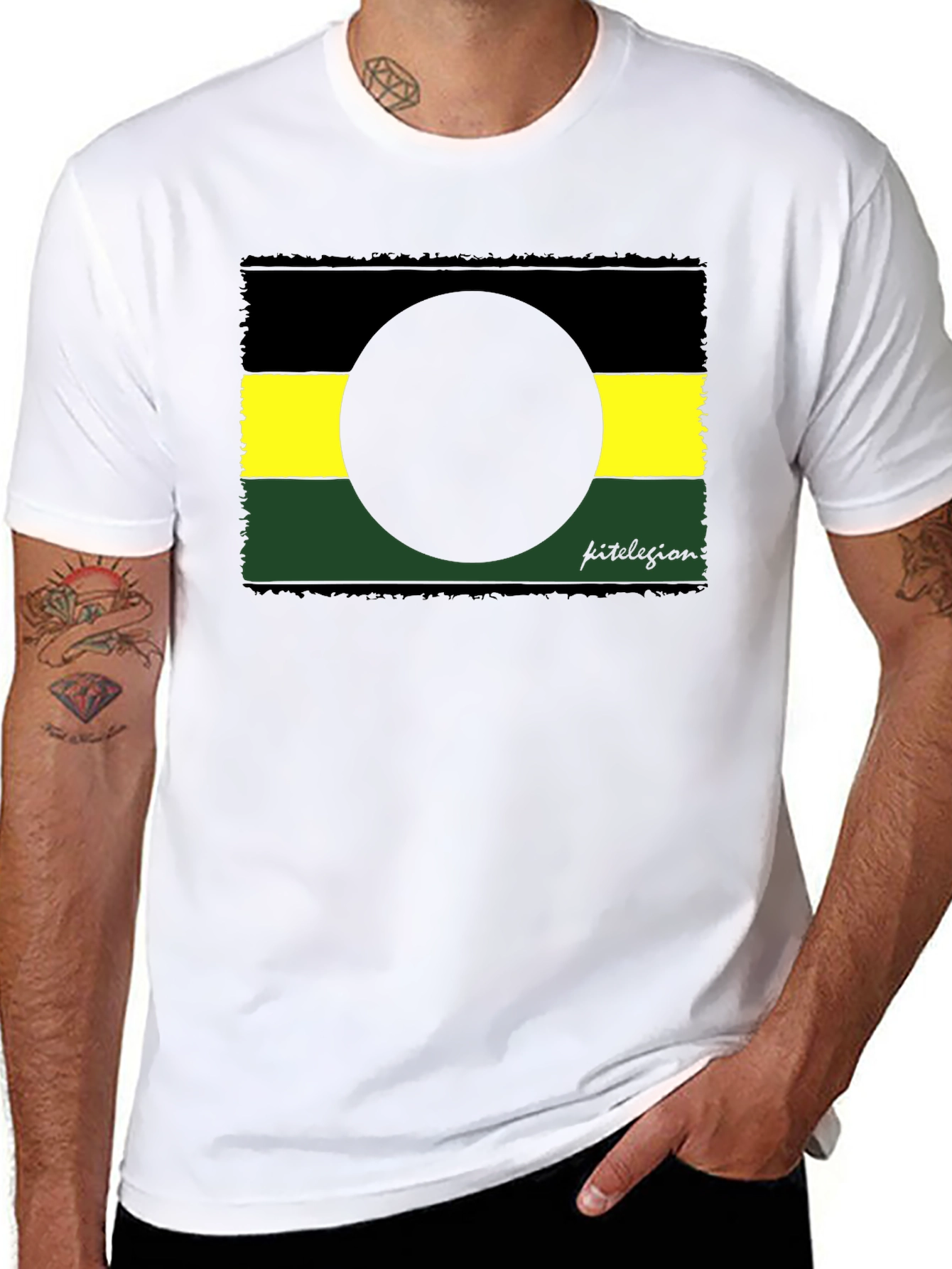 Abstract Graphic Tee - Black Yellow Green Design