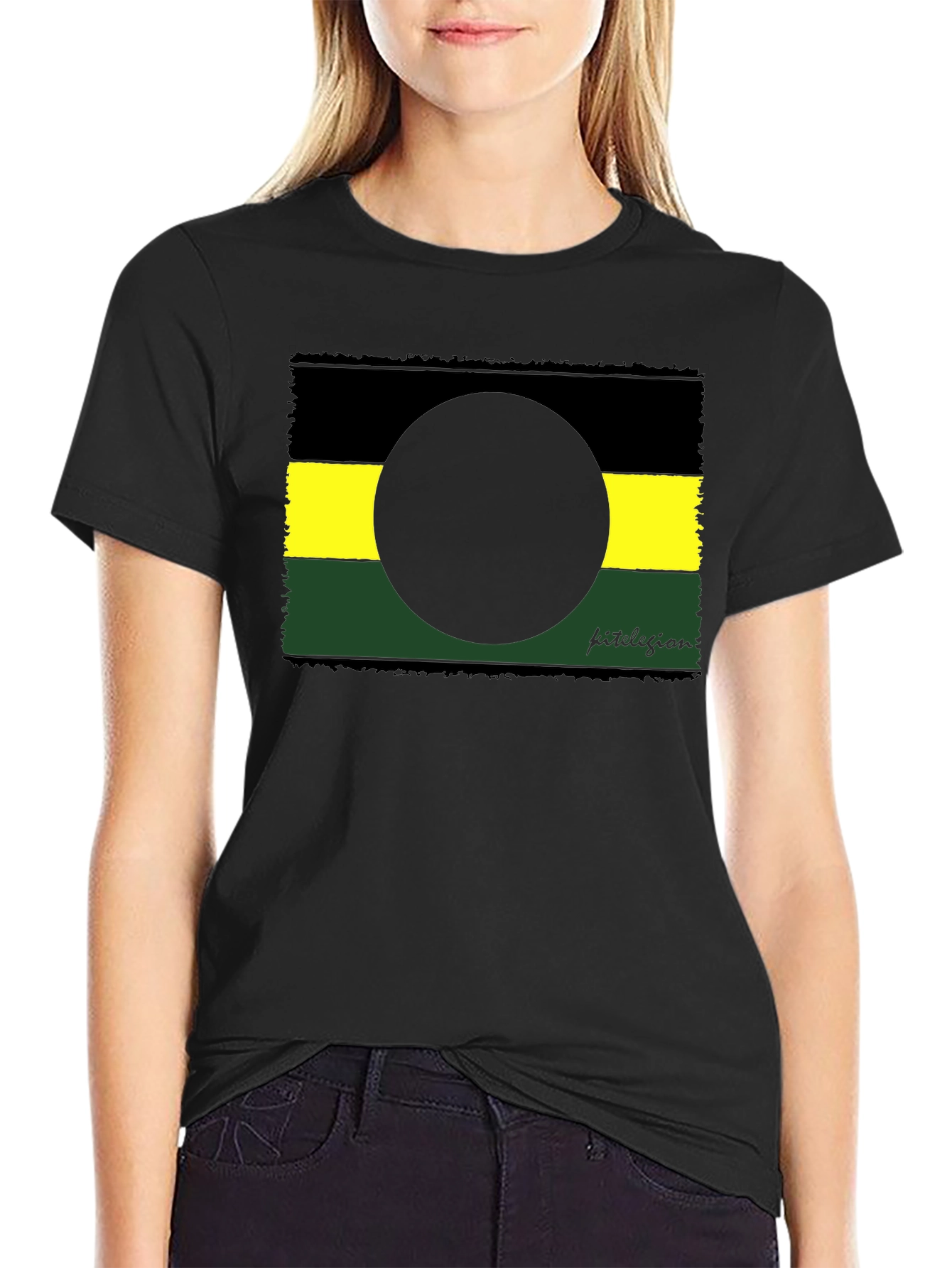 Abstract Graphic Tee - Black Yellow Green Design