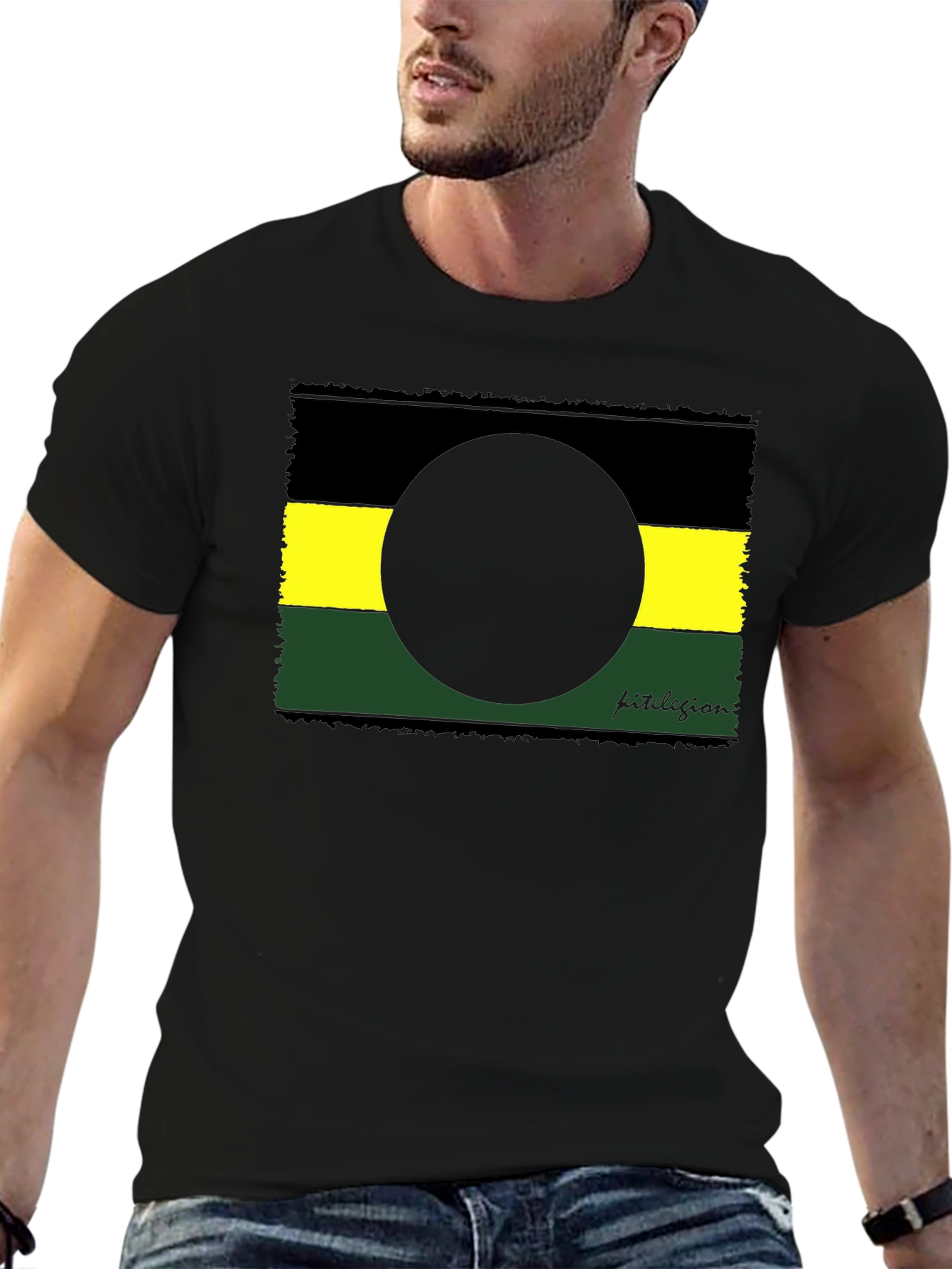 Abstract Graphic Tee - Black Yellow Green Design