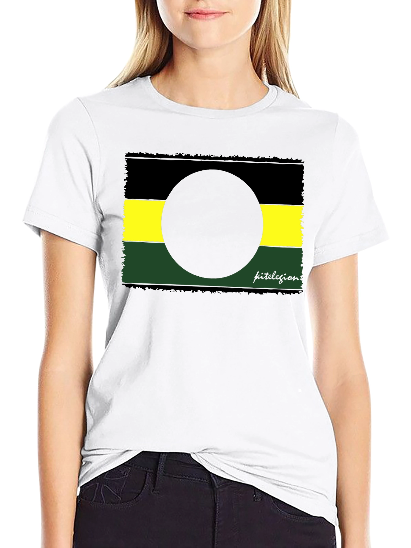 Abstract Graphic Tee - Black Yellow Green Design