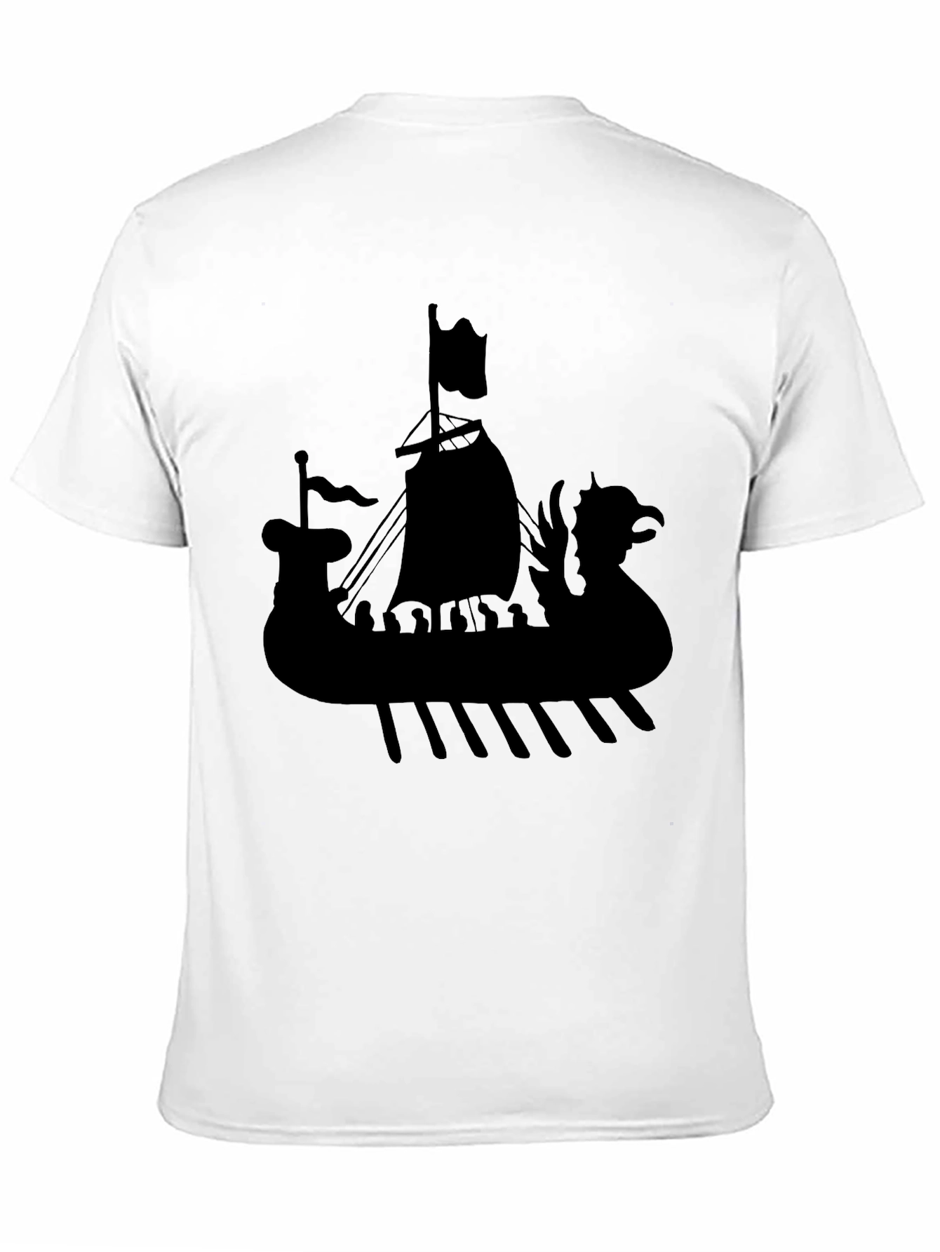 Viking Ship Graphic Tee - Black Cotton T-Shirt