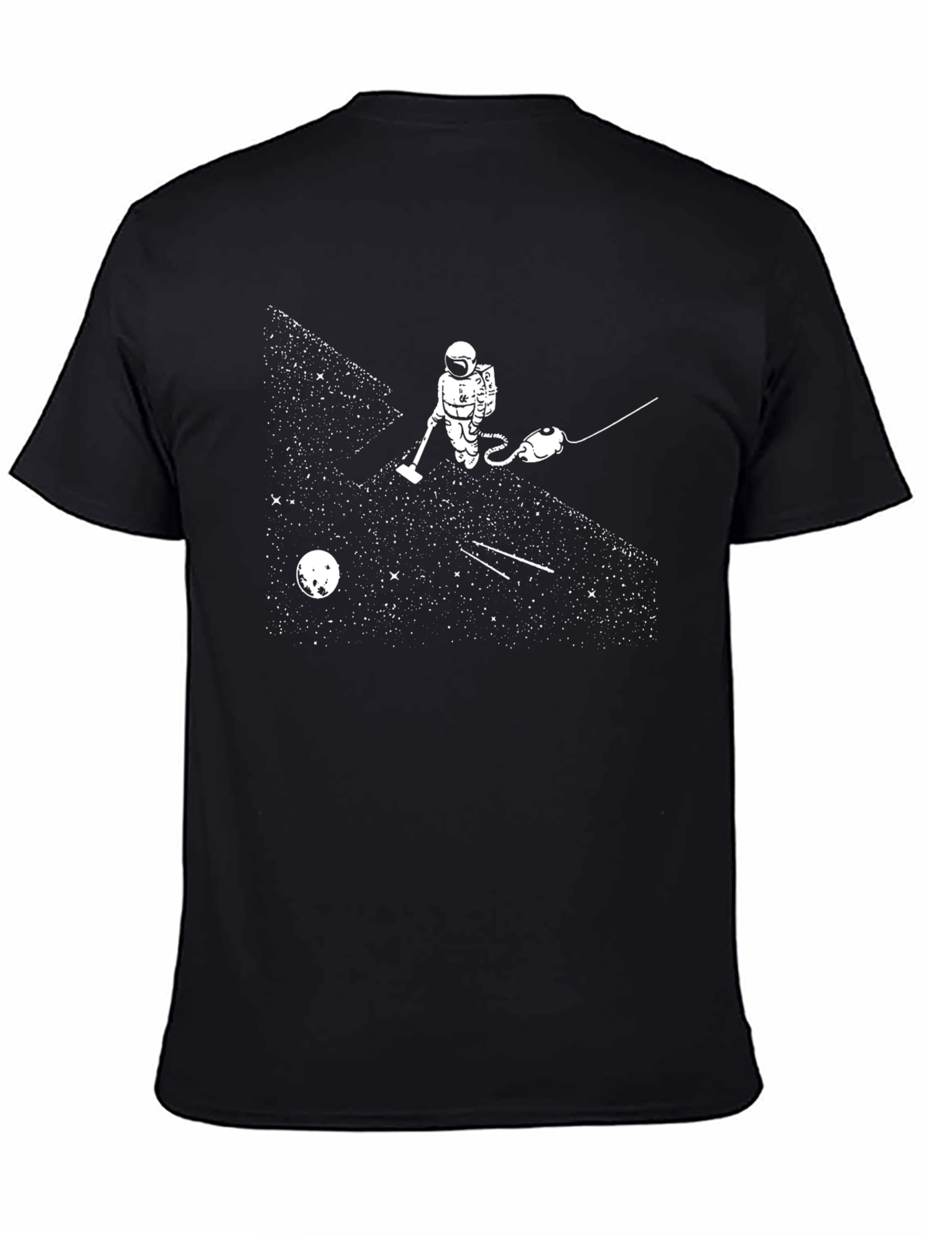 Astronaut Vacuuming Stars Funny Graphic T-Shirt