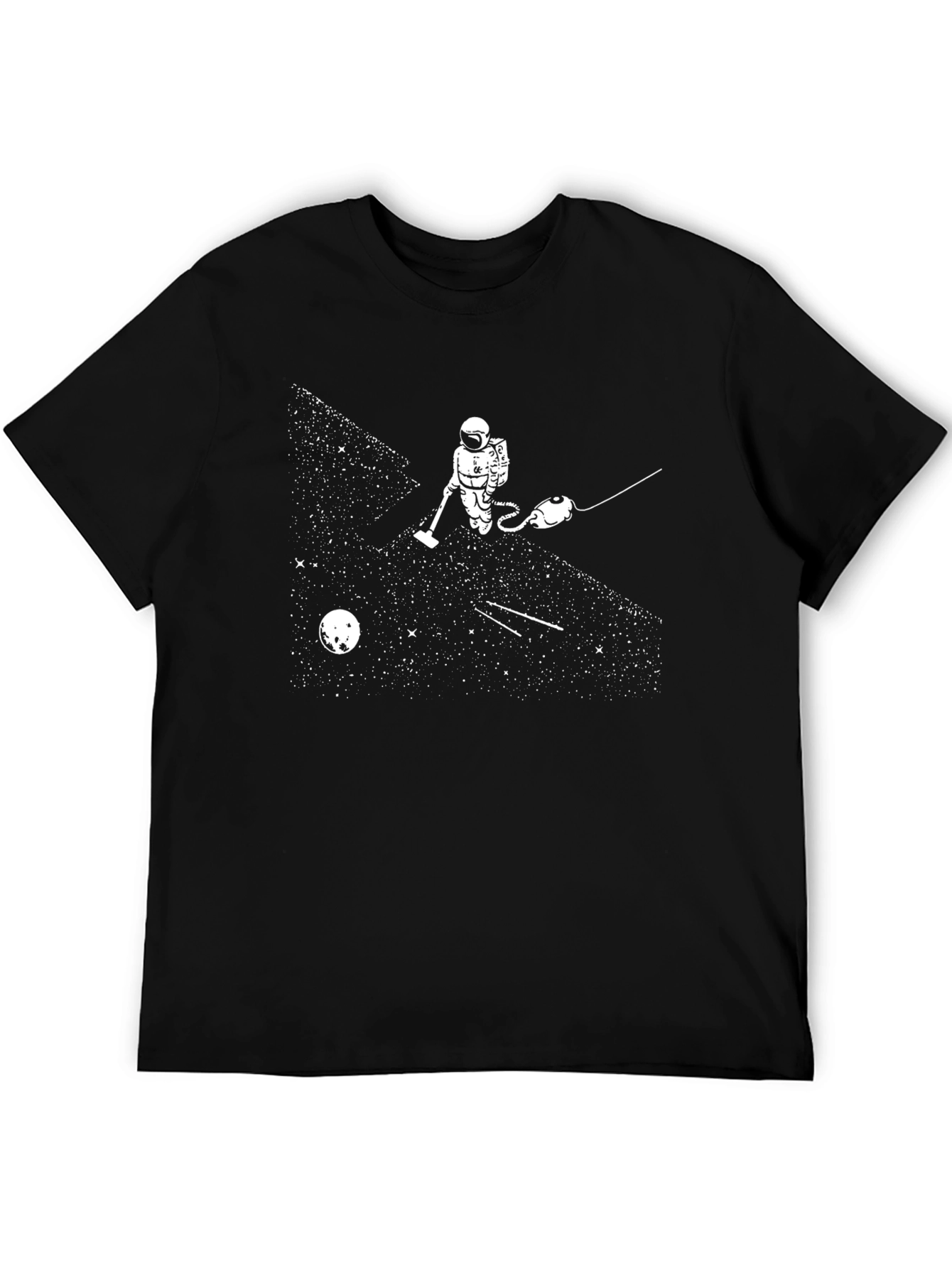 Astronaut Vacuuming Stars Funny Graphic T-Shirt