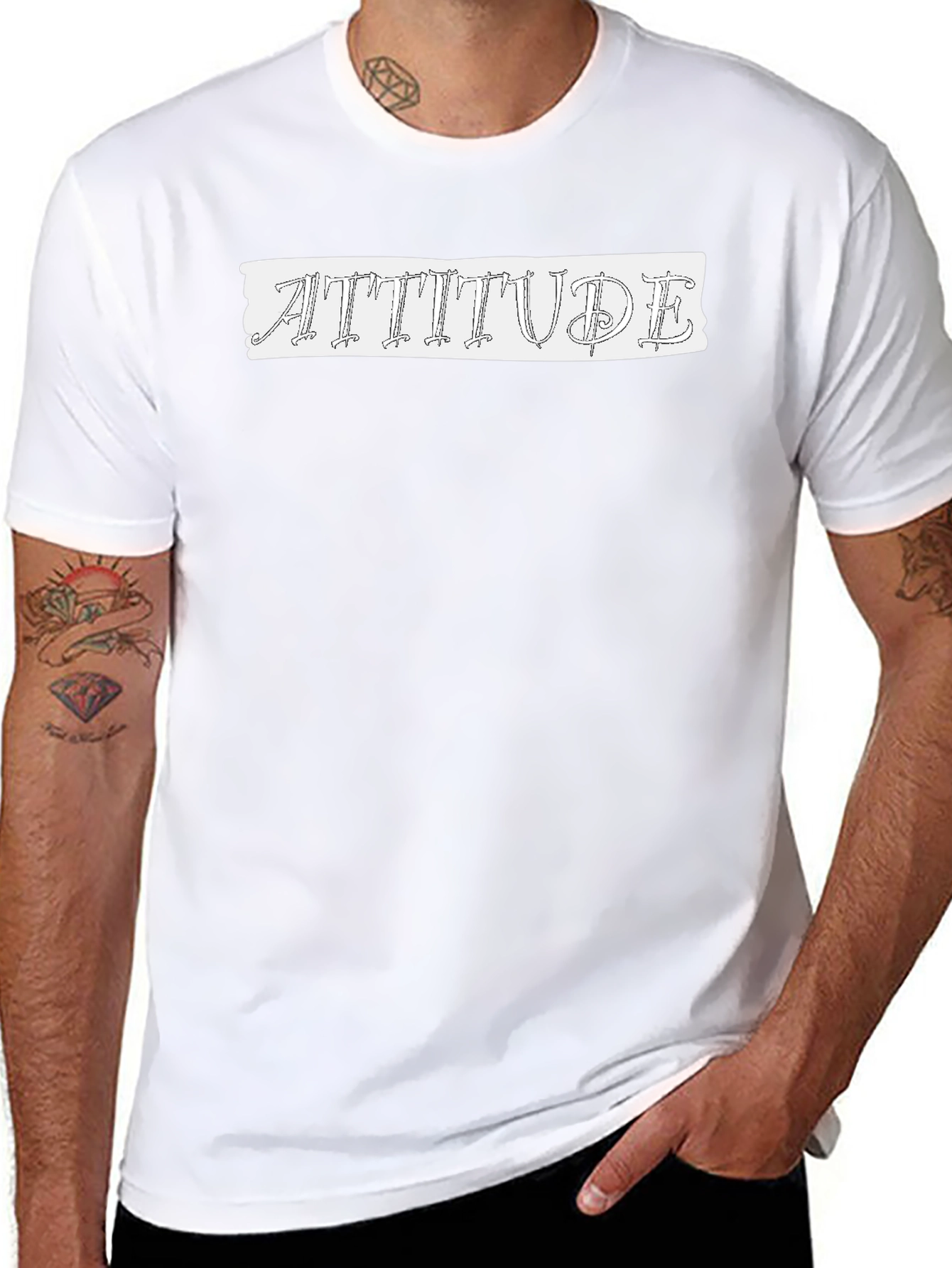 Attitude Graphic Print Mens Black T-Shirt