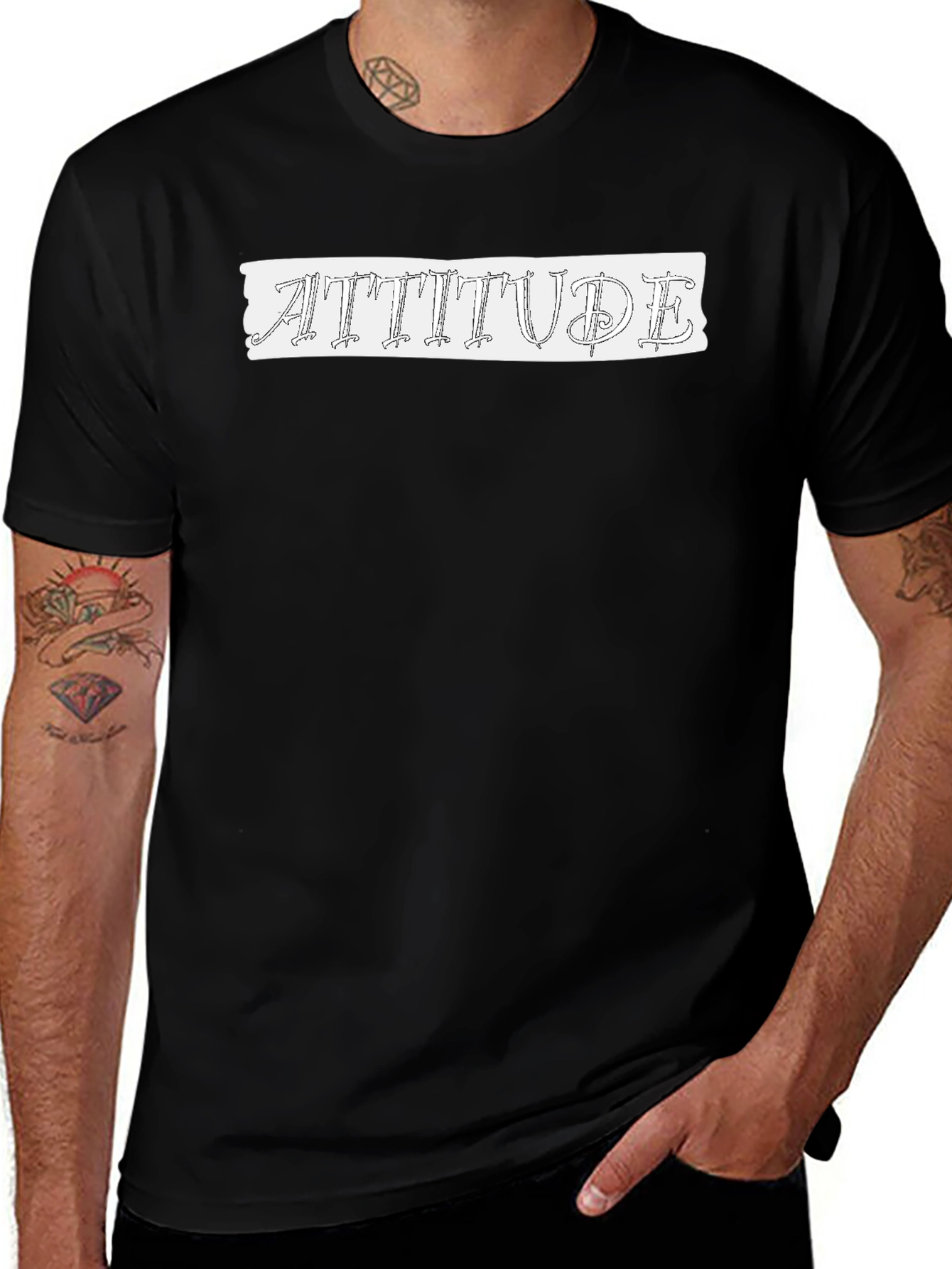 Attitude Graphic Print Mens Black T-Shirt