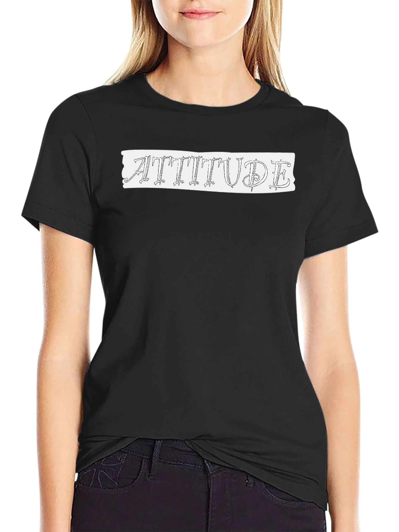 Attitude Graphic Print Mens Black T-Shirt