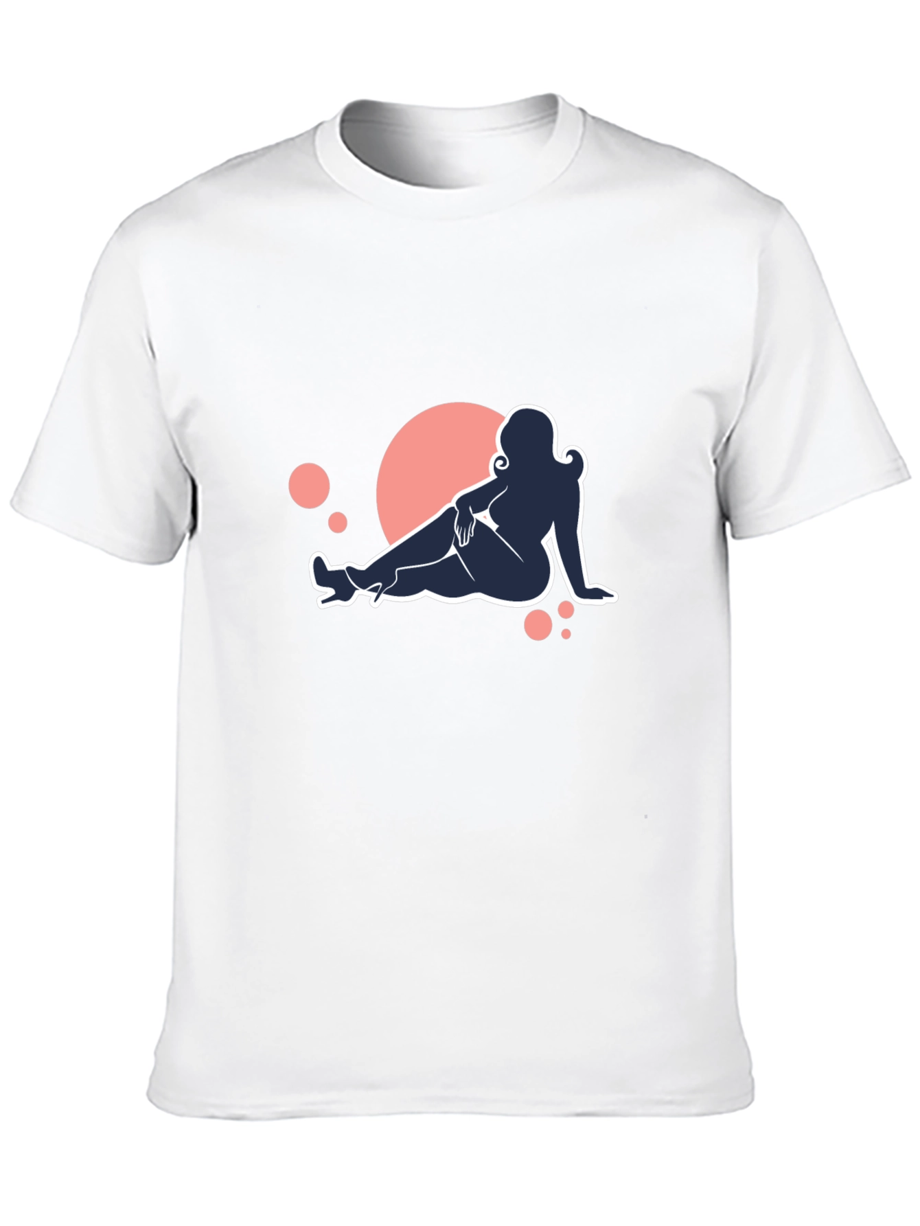 Black Tee with Reclining Woman Silhouette Design