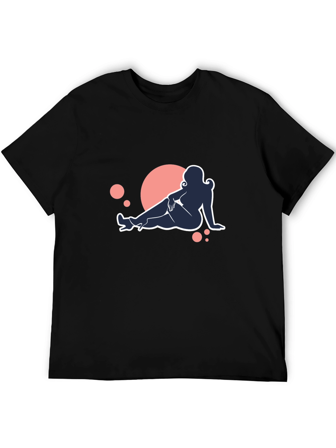 Black Tee with Reclining Woman Silhouette Design