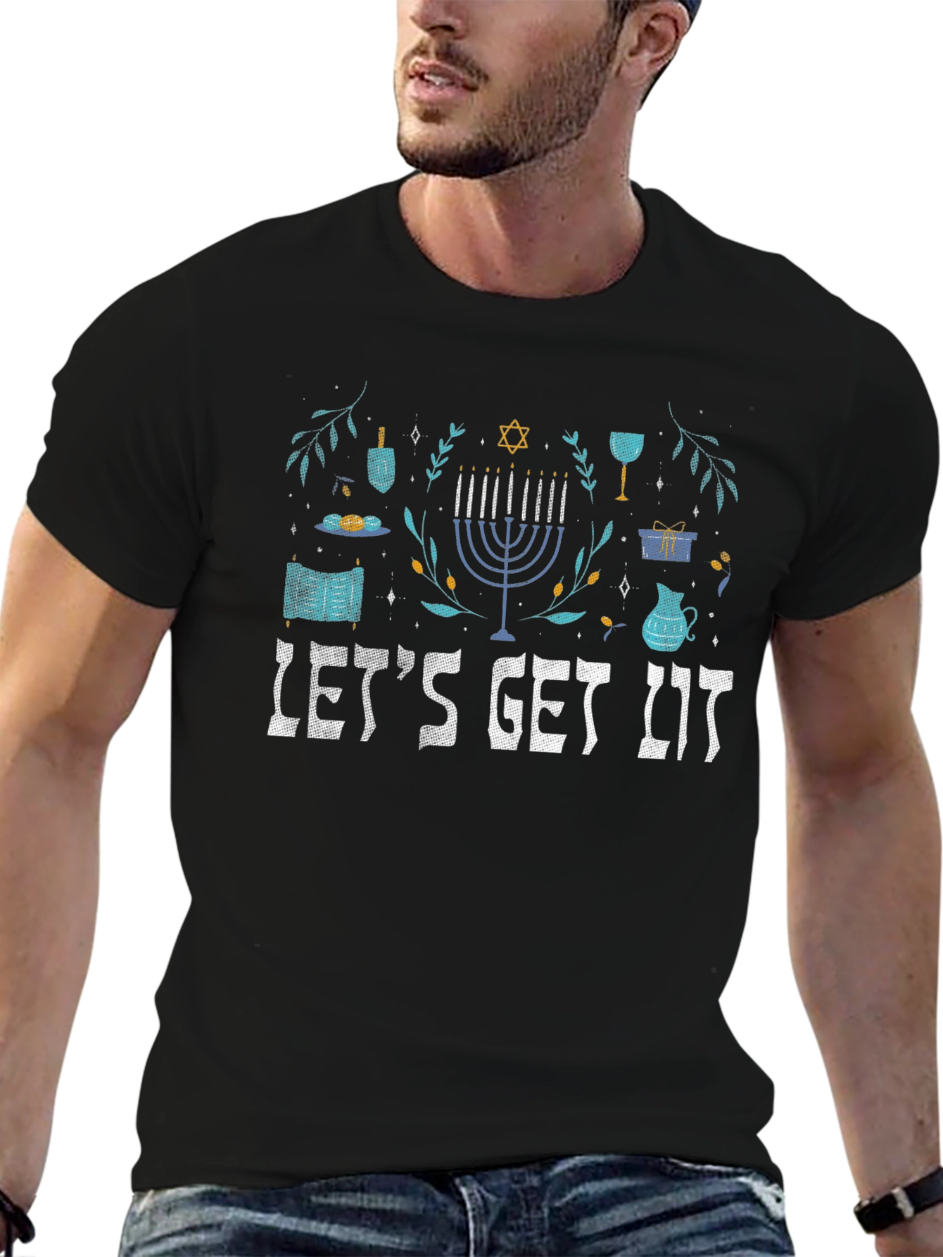 Hanukkah Lets Get Lit Graphic Tee