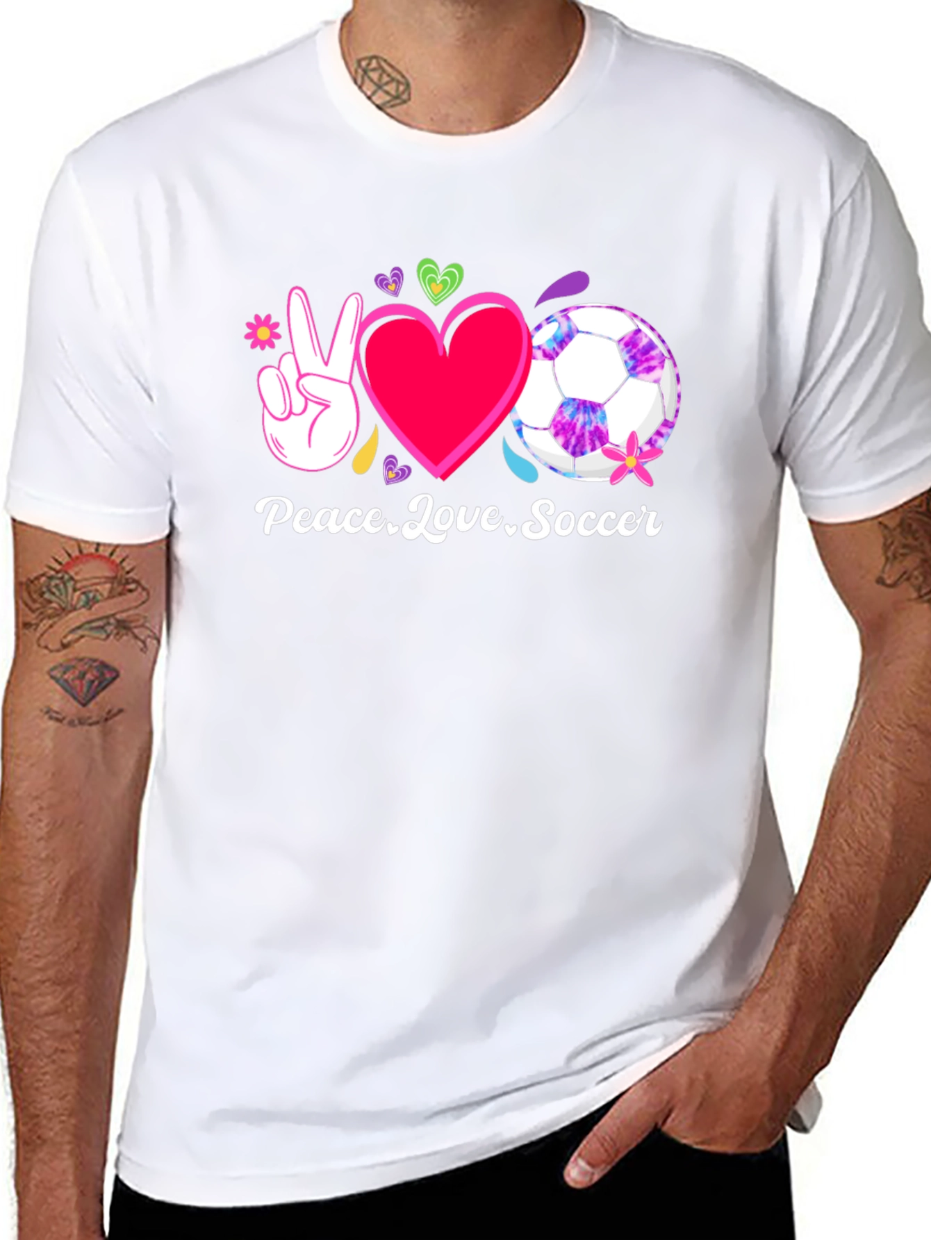 Peace Love Soccer Black T-Shirt