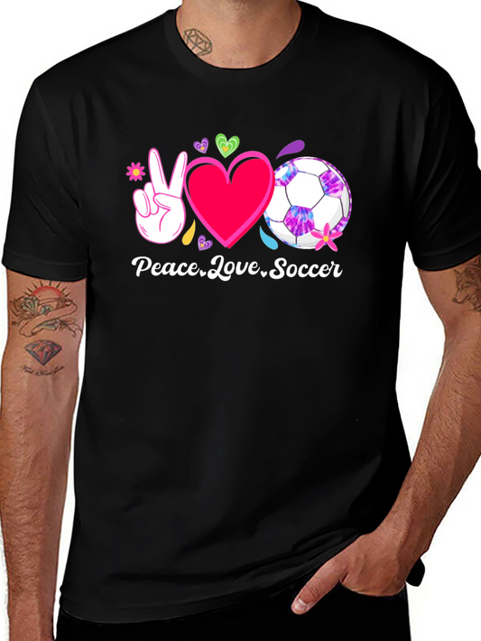 Peace Love Soccer Black T-Shirt