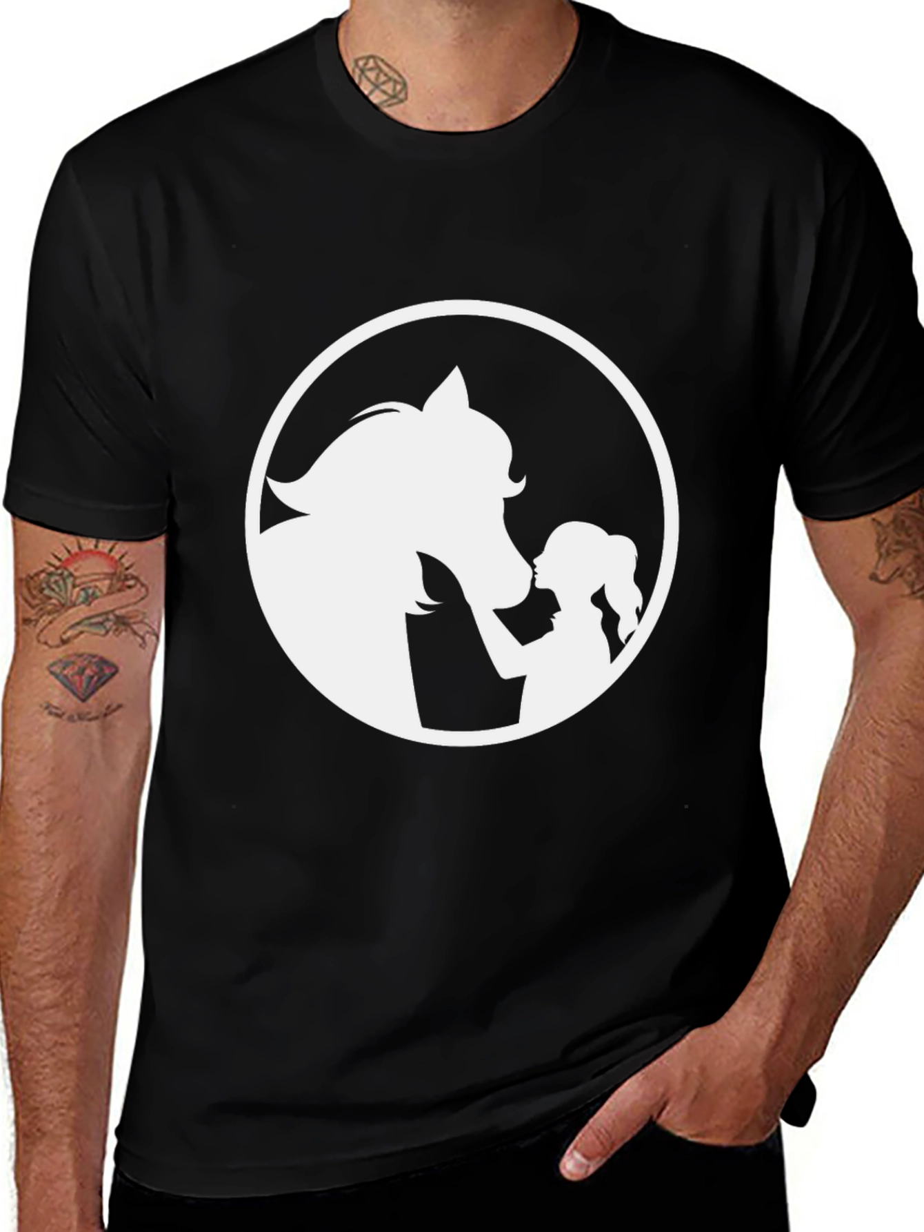 Horse & Girl Graphic Tee - Black